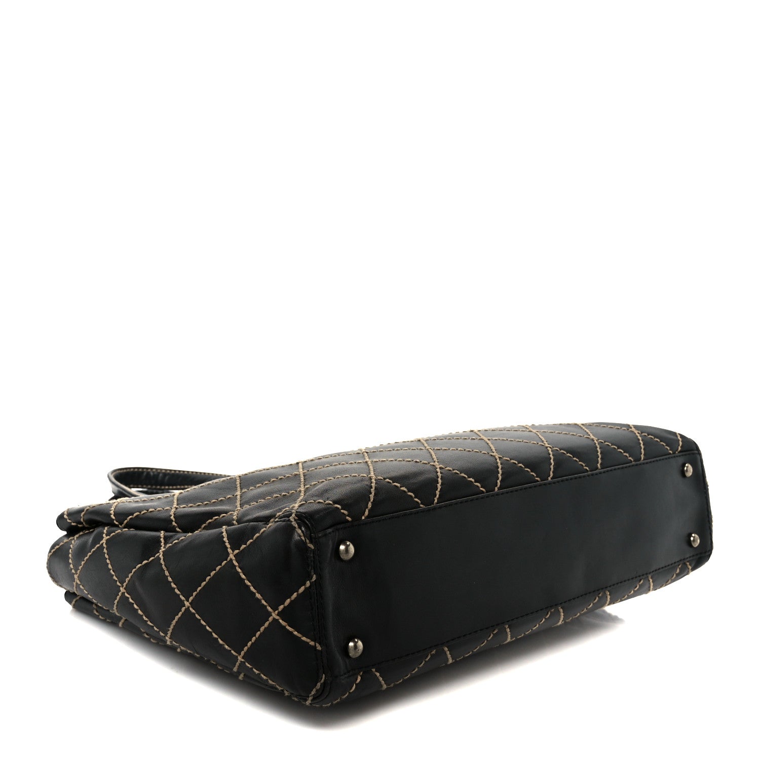 Calfskin Wild Stitch Large Tote Black