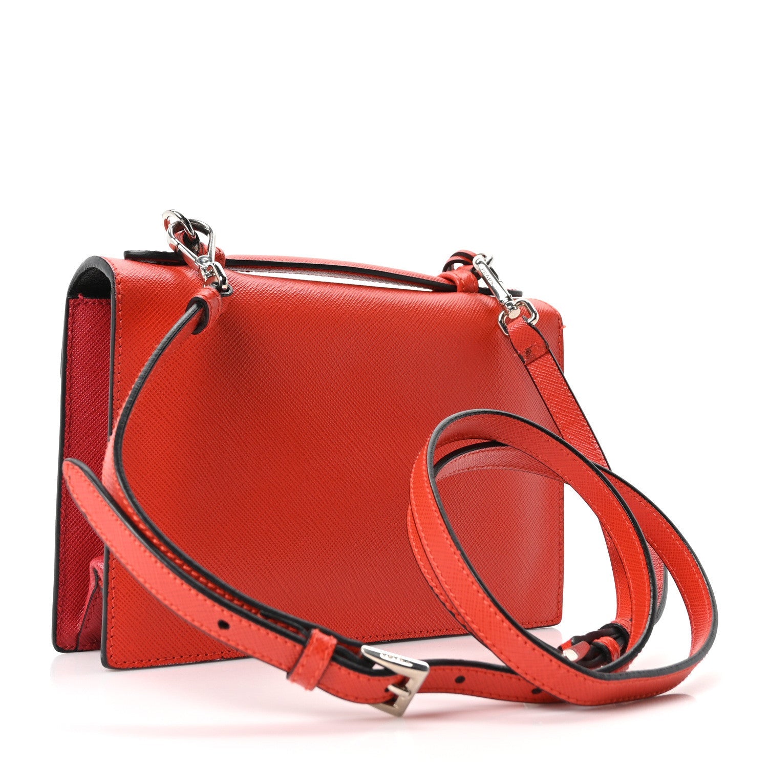 Saffiano Lux Sound Shoulder Bag Fuoco Lacca