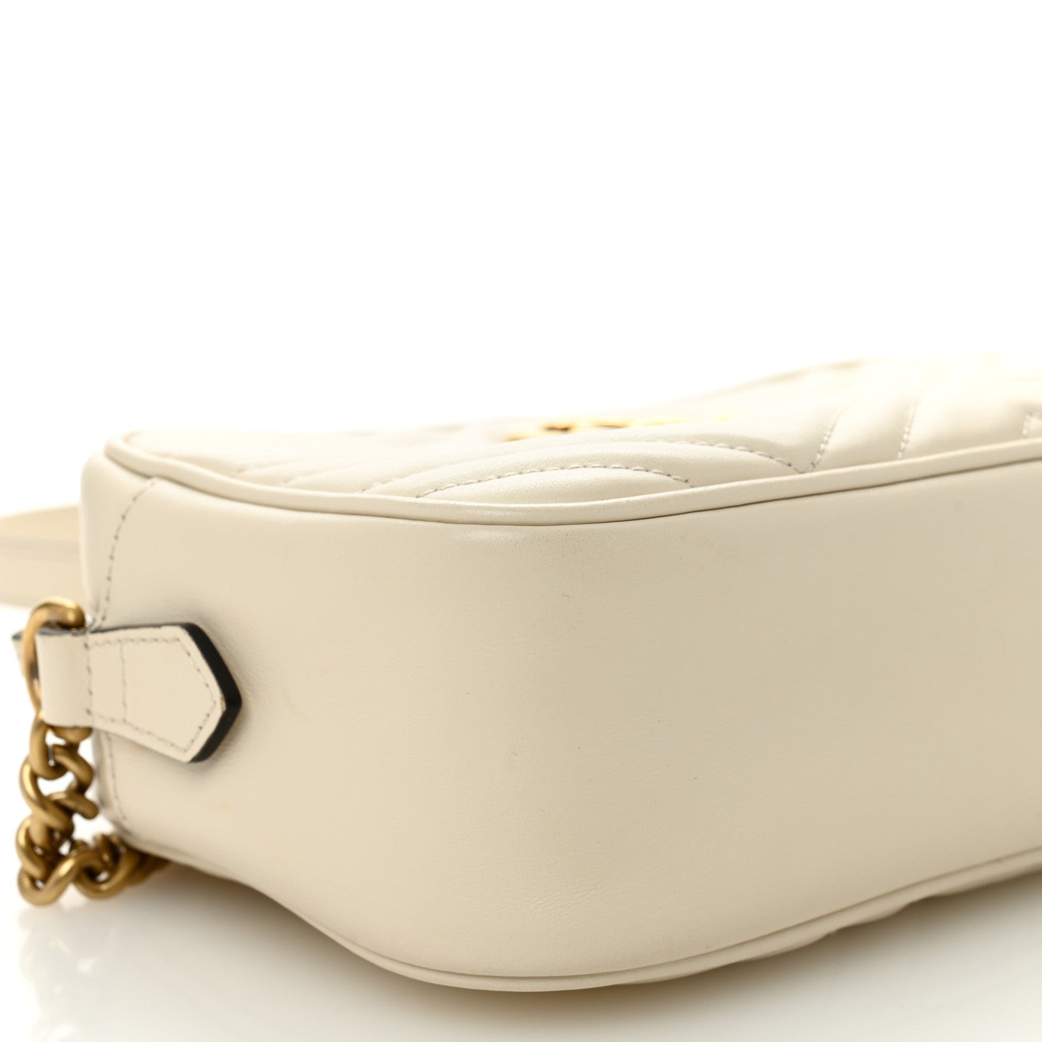 Calfskin Matelasse Small GG Marmont Chain Shoulder Bag White