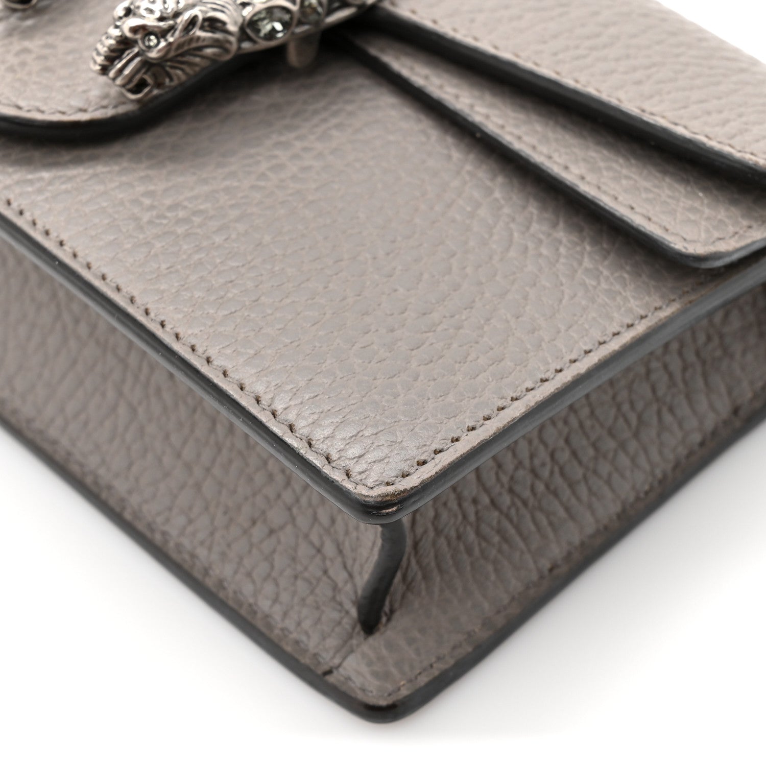 Dollar Calfskin Crystal Super Mini Dionysus Shoulder Bag Dusty Grey Black Diamond
