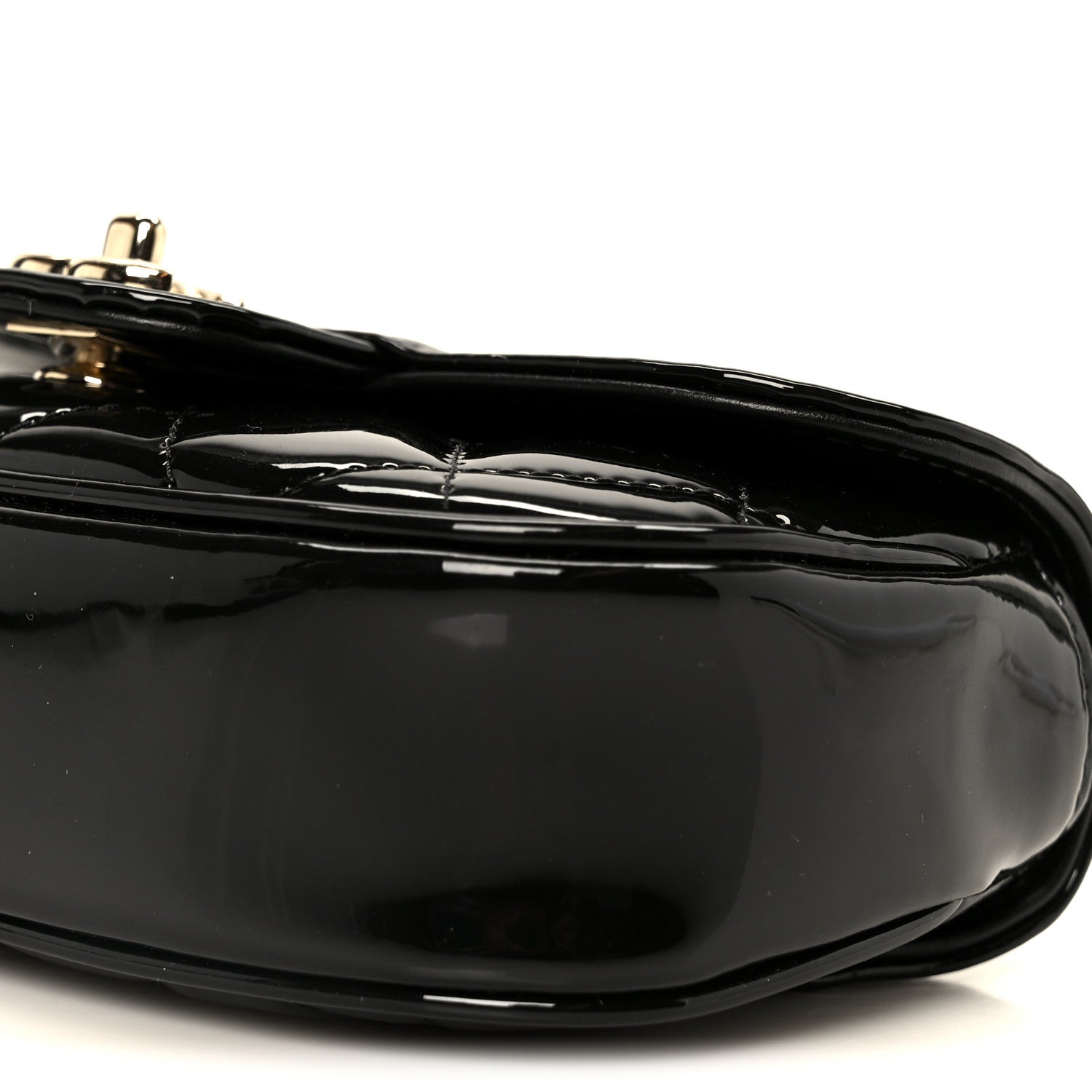Patent Calfskin Quilted Mini Flap Black