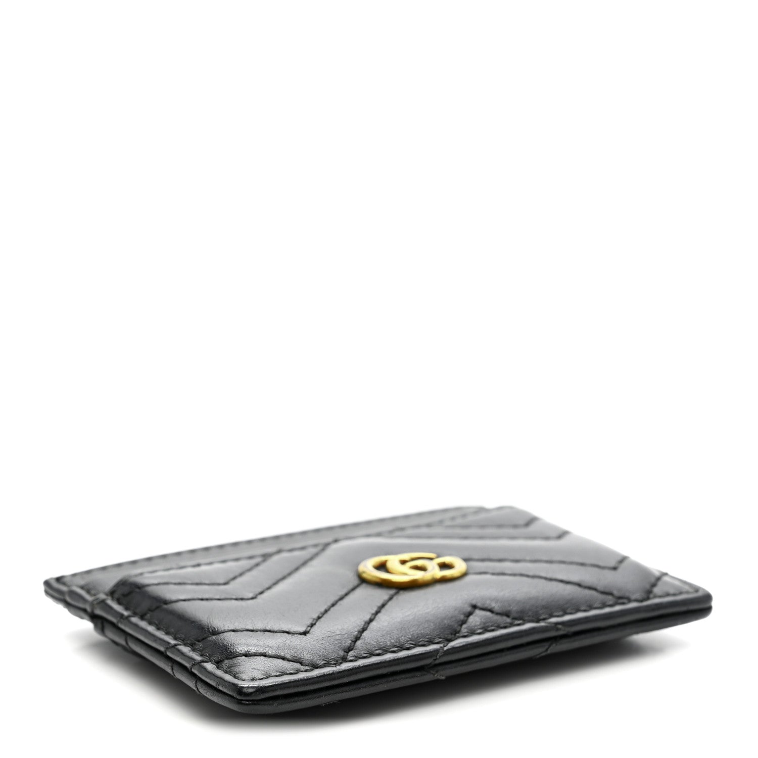 Calfskin Matelasse GG Marmont Card Holder Black