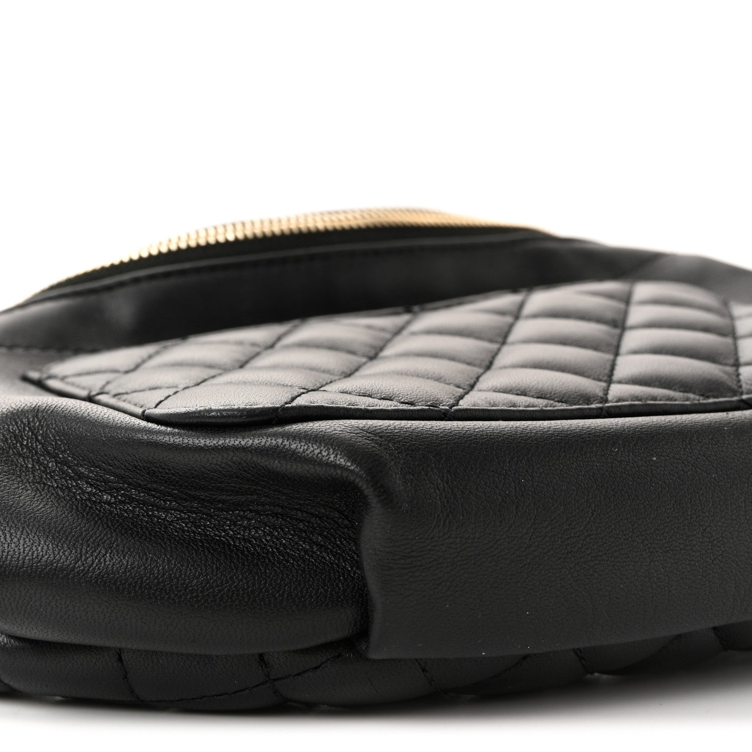 Lambskin Quilted Waist Bag Fanny Pack Black