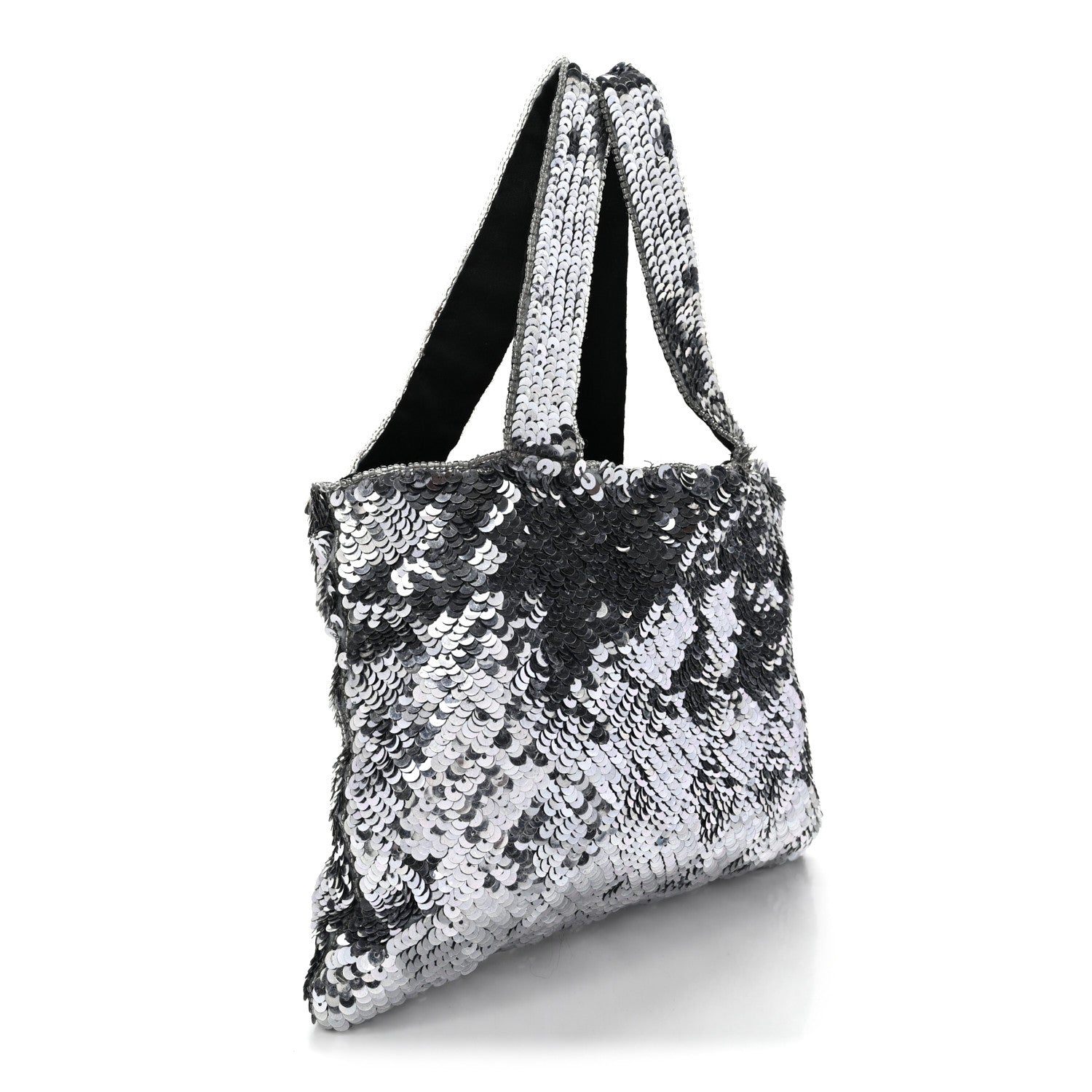 Satin Sequin Mini Tote Blue