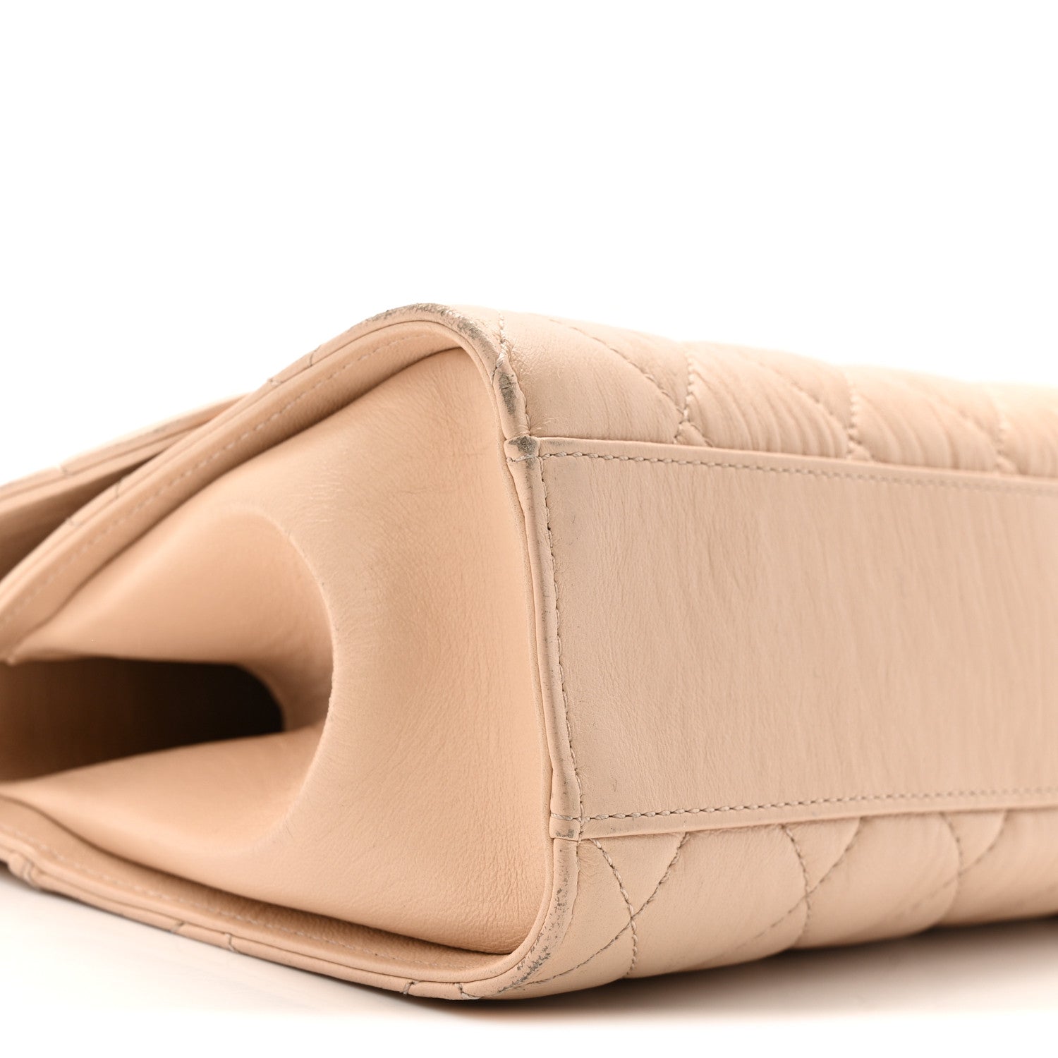 Crumpled Lambskin Quilted Small CC Links Top Handle Flap Beige
