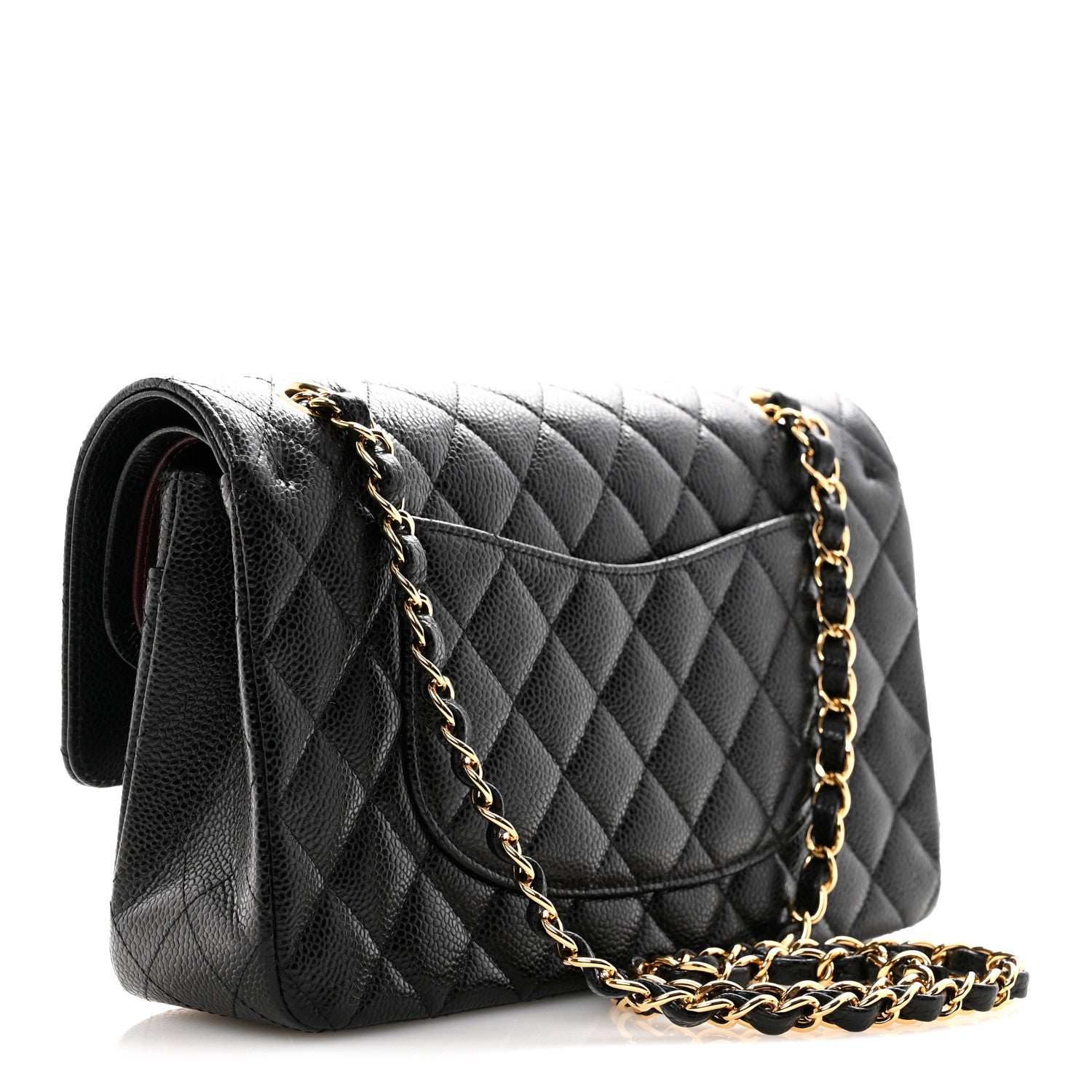 Caviar Quilted Medium Double Flap Black