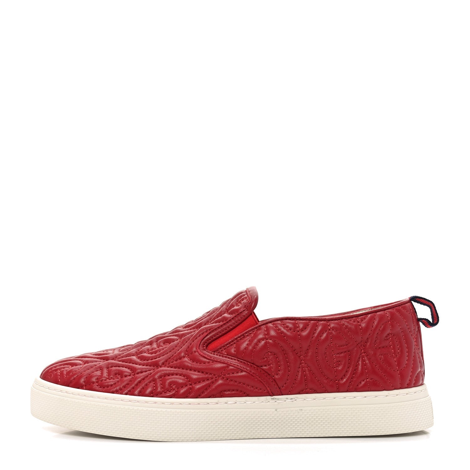 Nappa Web G Rhombus Quilted Mens Slip On Sneakers 7.5 Hibiscus Red Rosso