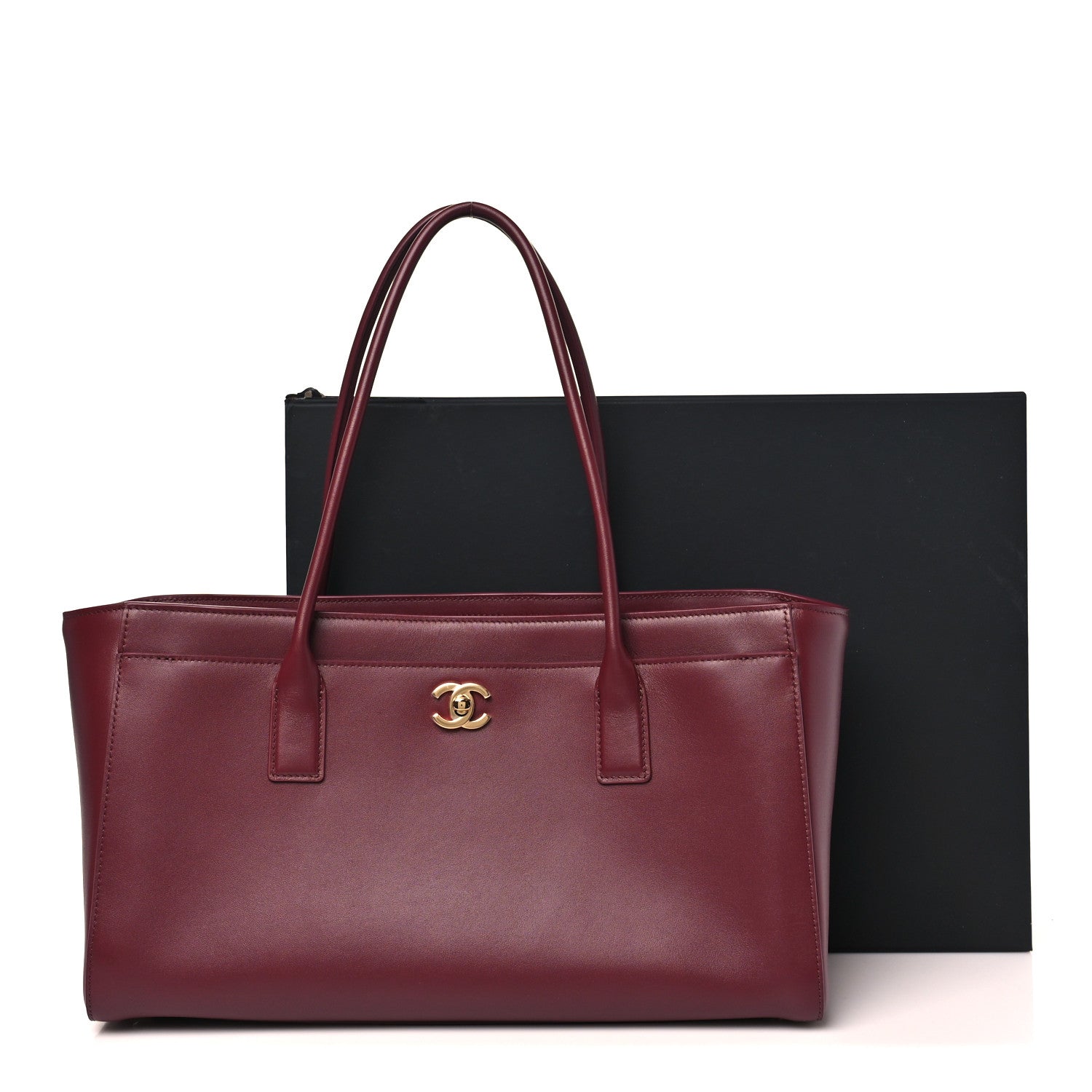 Calfskin Archetype Small Shopping Tote Dark Burgundy