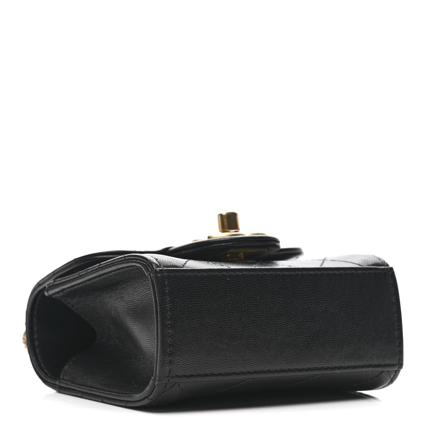 Goatskin Chic Pearls Clutch On Chain Black