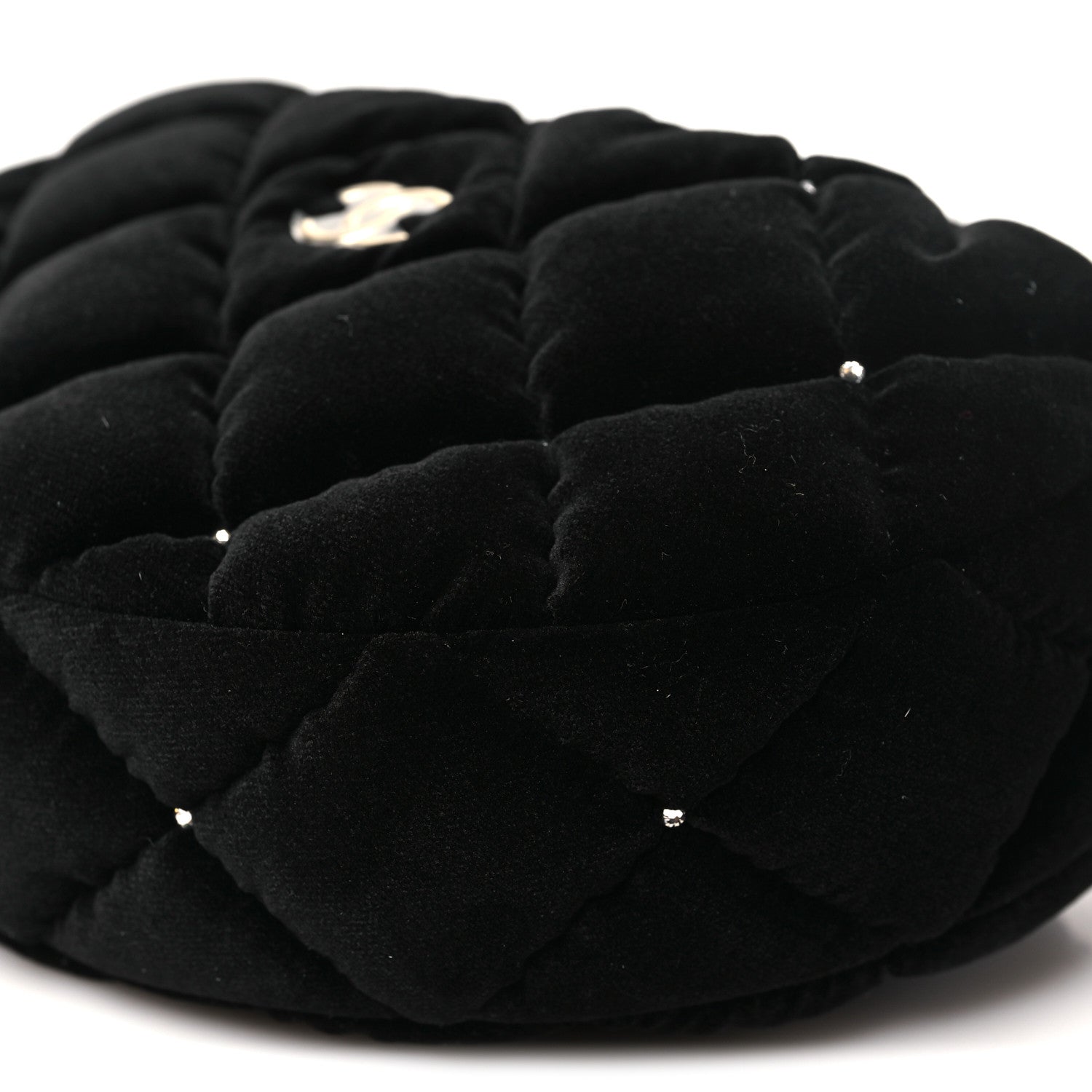 Velvet Diamanté Quilted Pocket Pouch Hobo Black