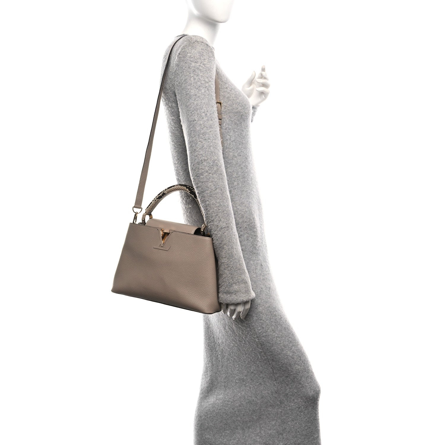 Taurillon Snakeskin Capucines PM Galet