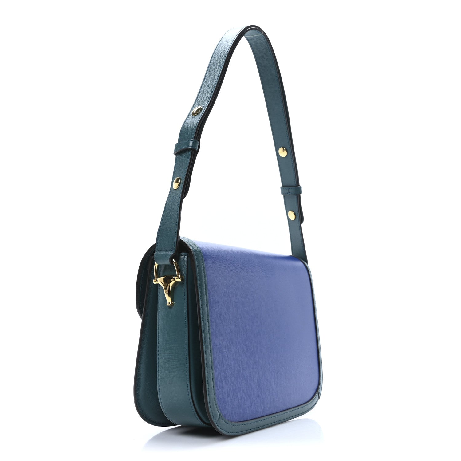 Azalea Calfskin Horsebit 1955 Shoulder Bag Imperial Blue Pavone