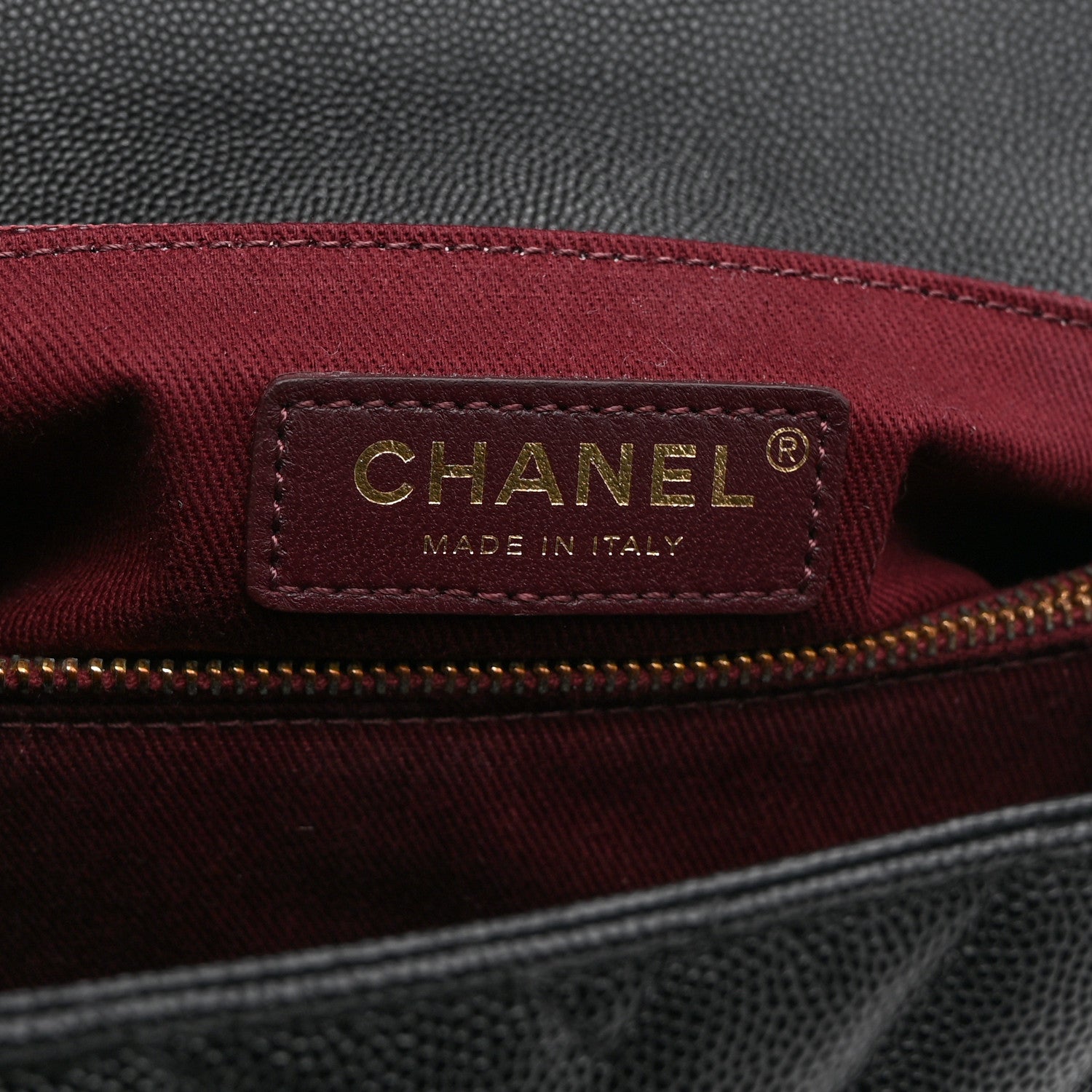 Caviar Chevron Quilted Medium Coco Handle Flap Black