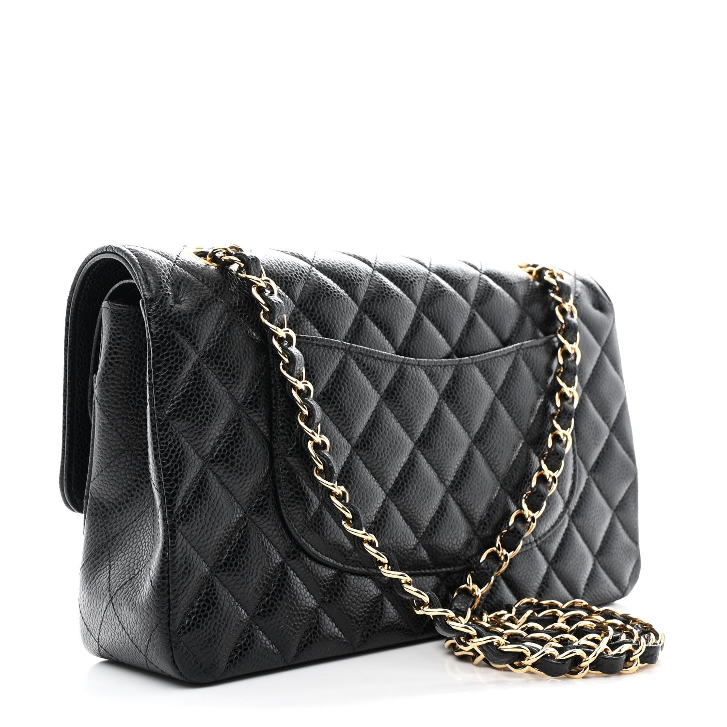 Caviar Quilted Medium Double Flap Black