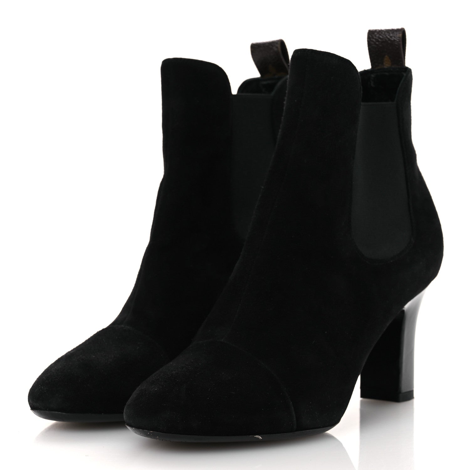 Suede Monogram Uniformes Cap Toe Chelsea 75mm Ankle Boots 37.5 Black