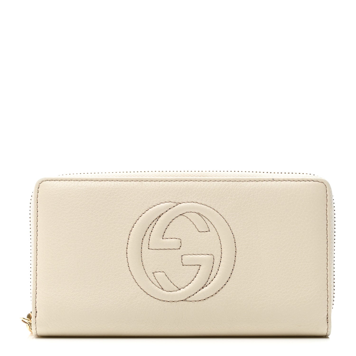 Pebbled Calfskin Soho Zip Around Wallet Off White