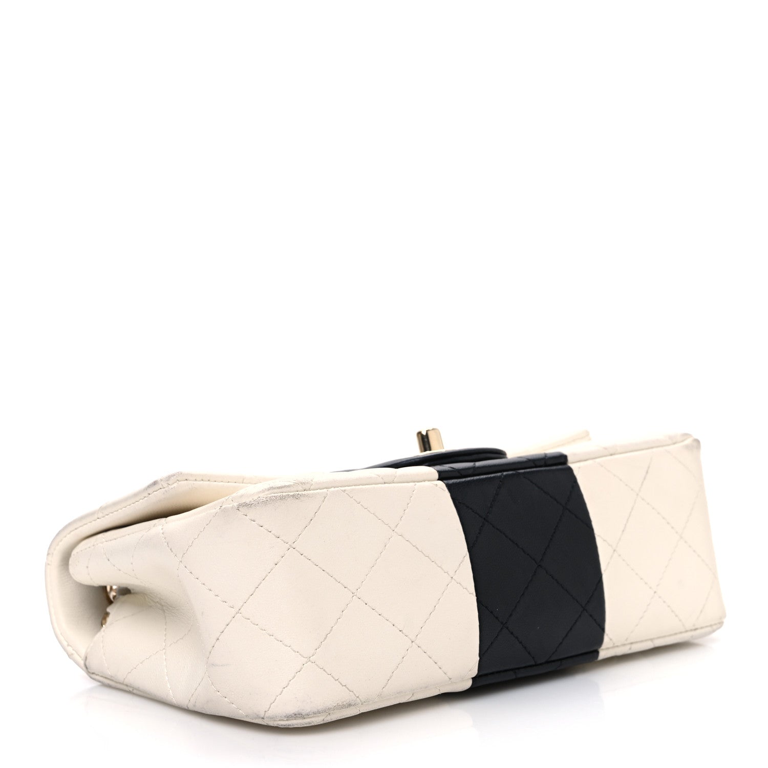 Lambskin Quilted Mini Rectangular Flap White Black
