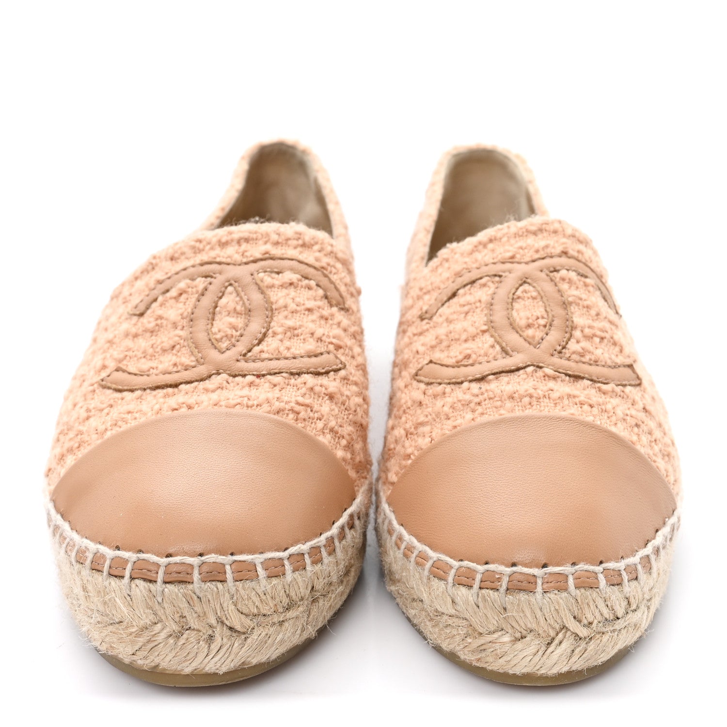 Tweed Lambskin CC Espadrilles 40 Dark Beige Light Brown