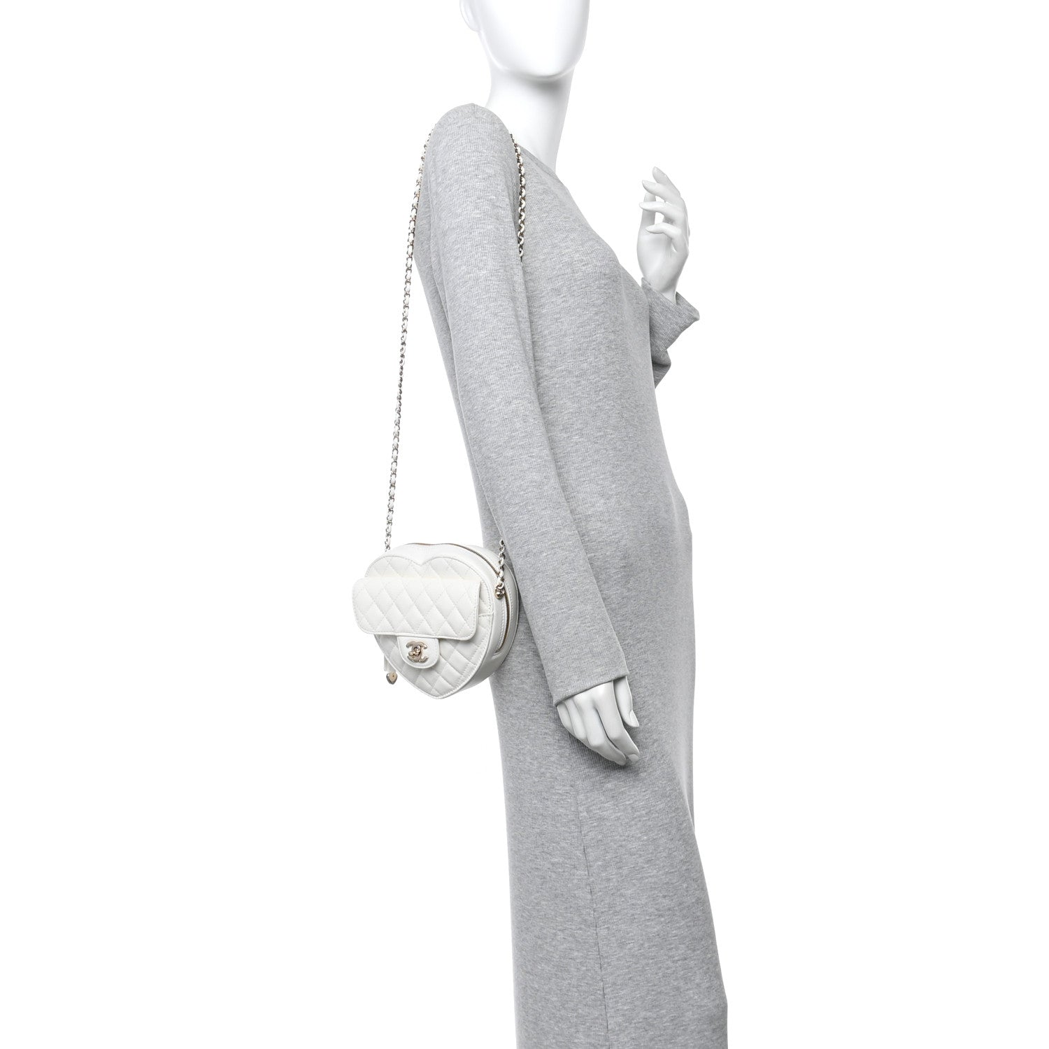 Lambskin Quilted CC In Love Heart Bag White