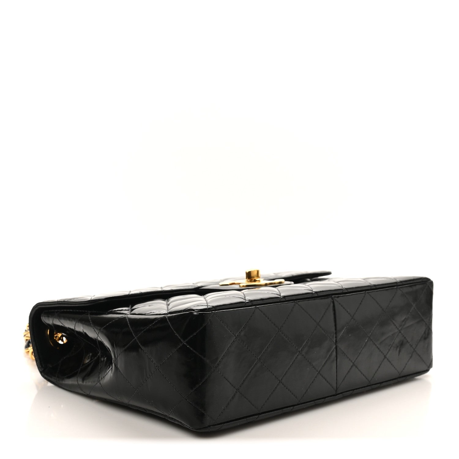 Patent Quilted XL Jumbo Single Flap Black
