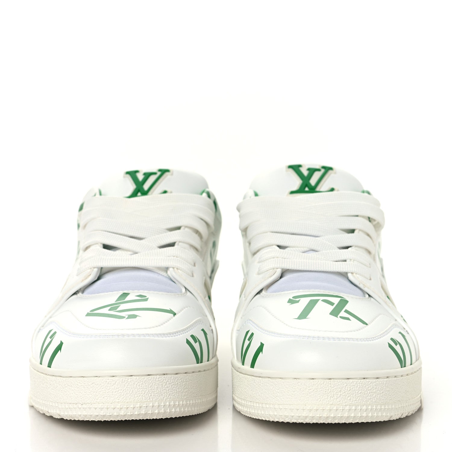 Mens LV Trainer Upcycling Sneakers 9 White Green