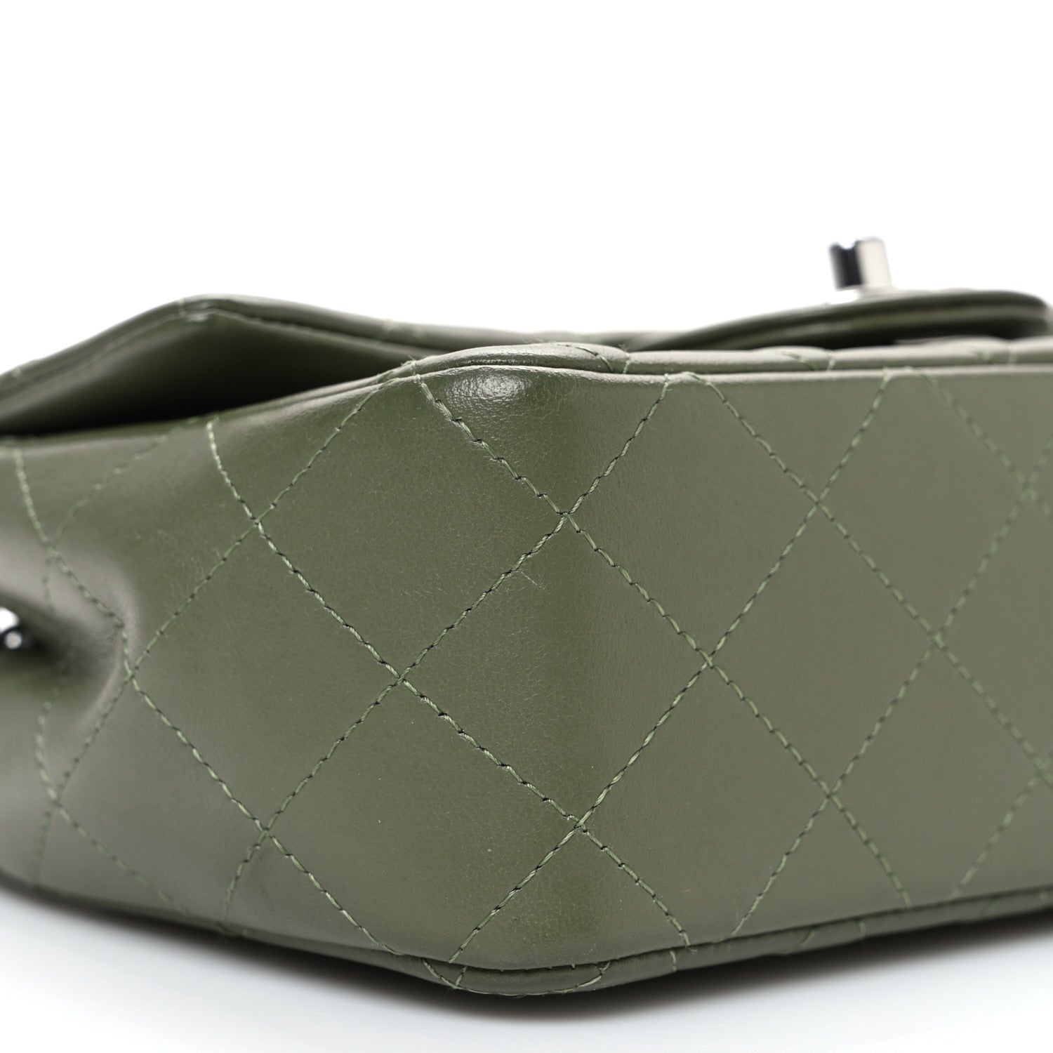Lambskin Quilted Mini Rectangular Flap Green