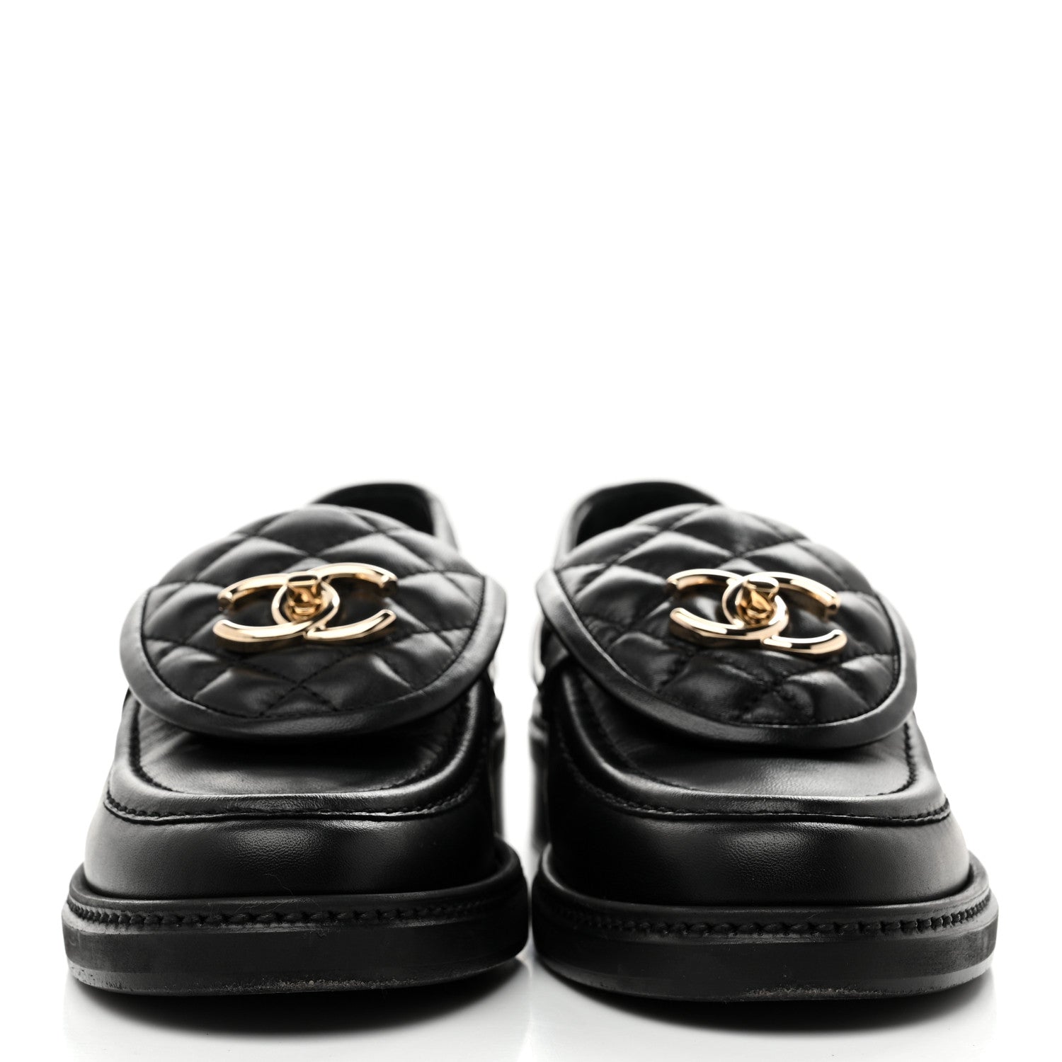 Lambskin Quilted CC Turnlock Loafers 36 Black