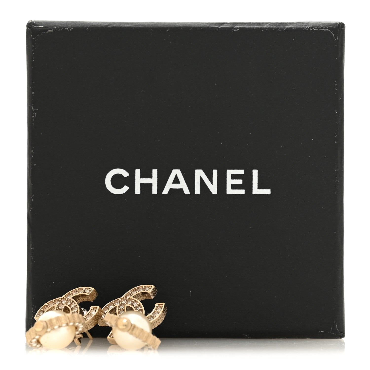 Crystal Pearl CC Lace Camellia Earrings Gold
