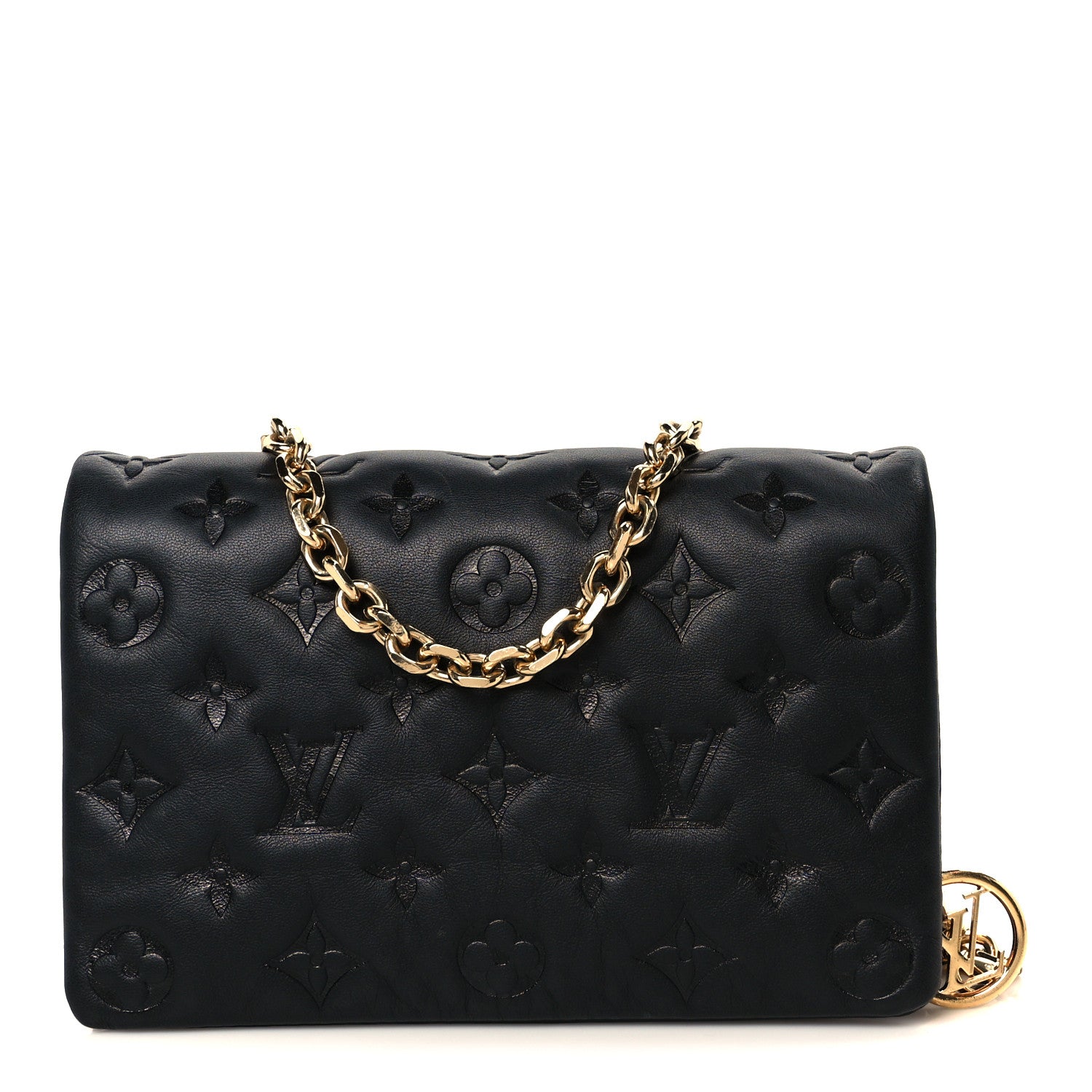 Lambskin Embossed Monogram Pochette Coussin Black