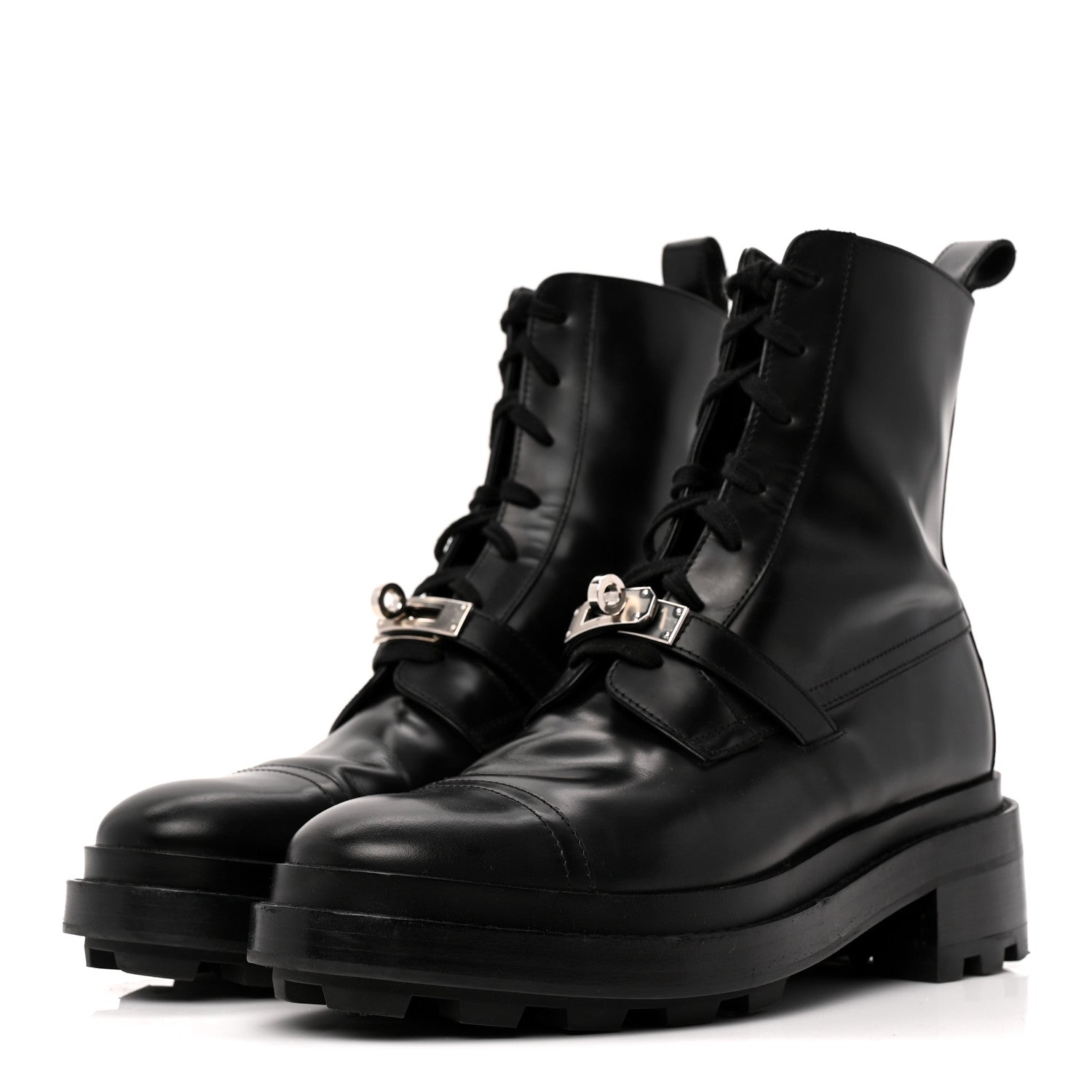 Glossed Calfskin Funk Ankle Boots 38.5 Black