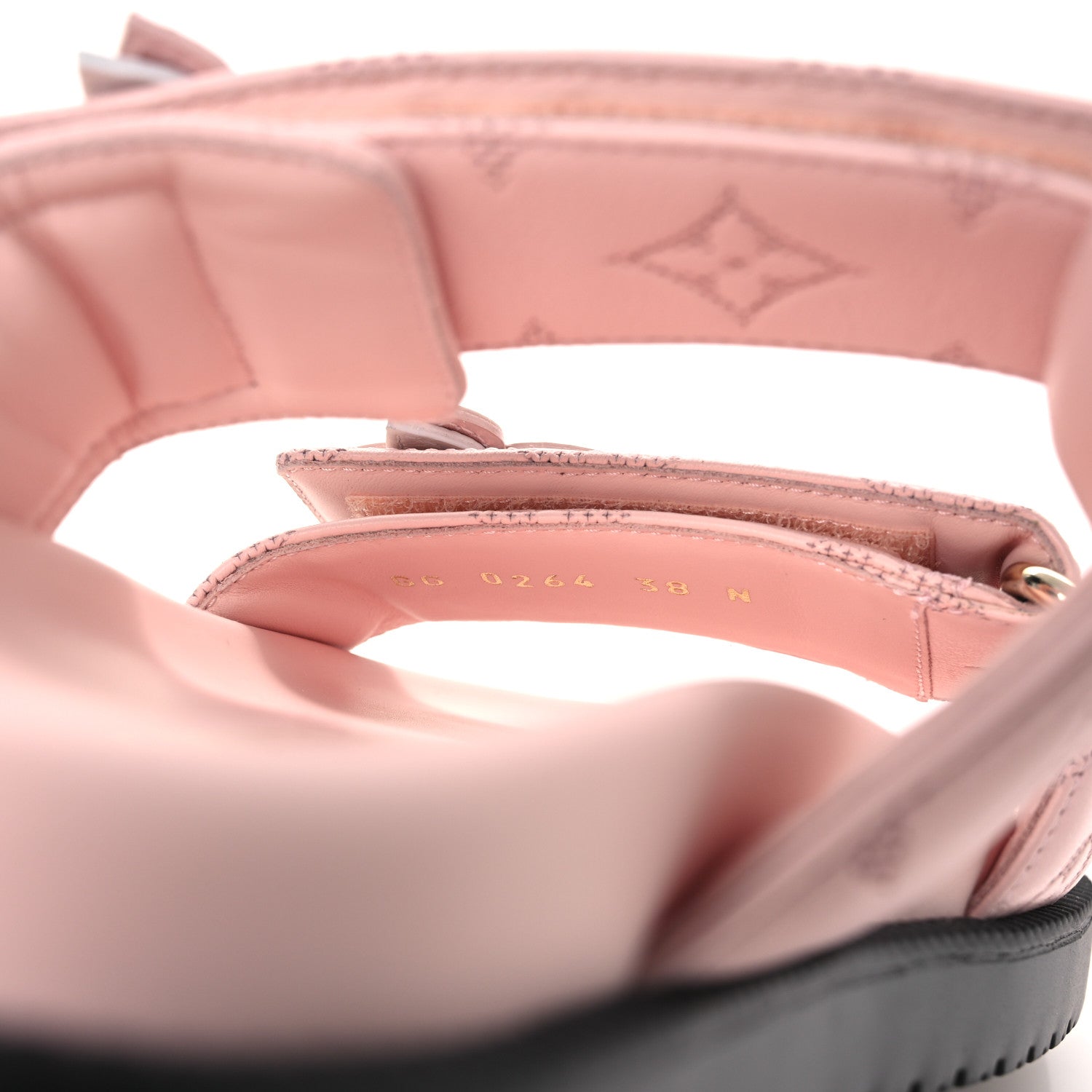 Lambskin Embossed Monogram Sunset Comfort Flat Sandals 38 Pink