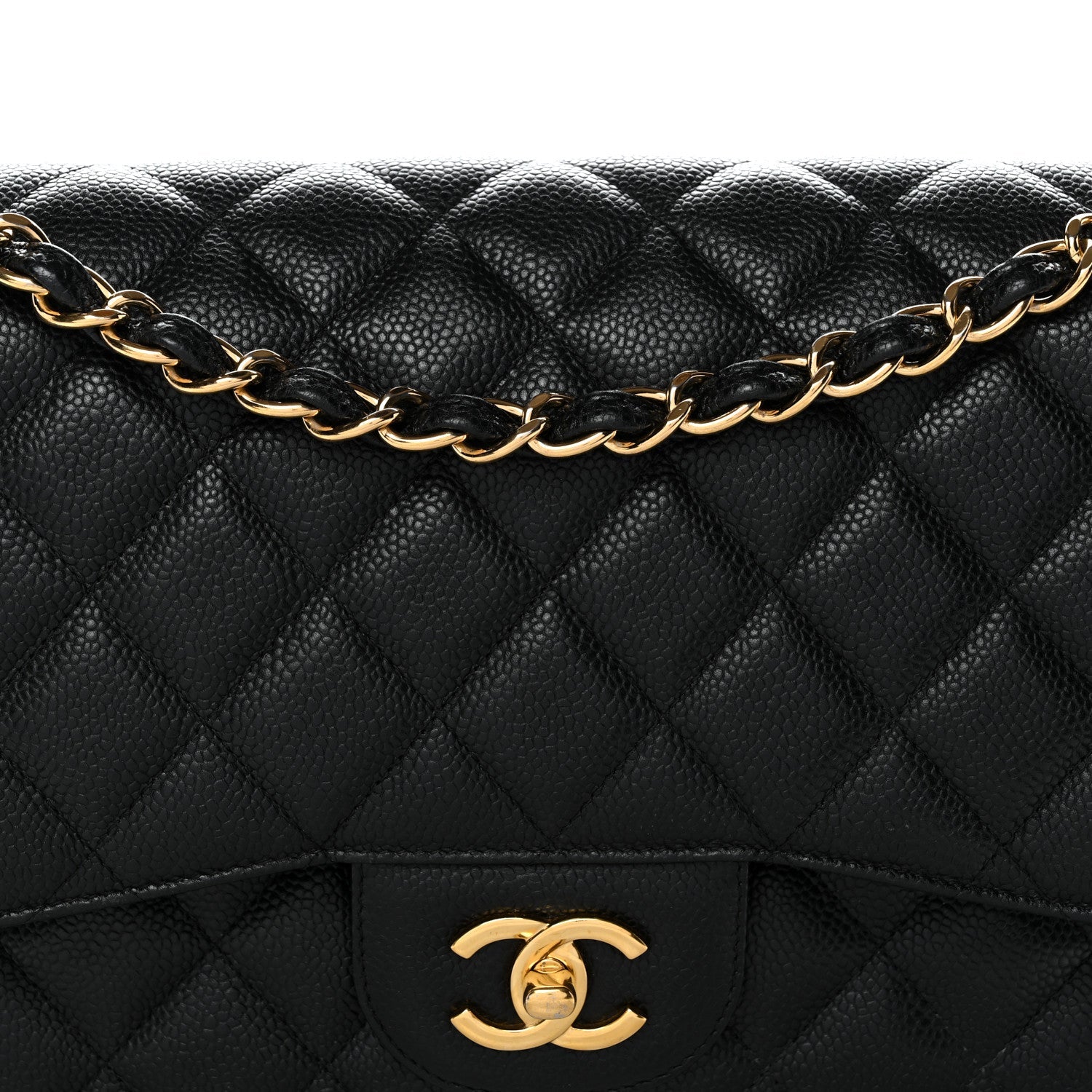 Caviar Quilted Jumbo Double Flap Black