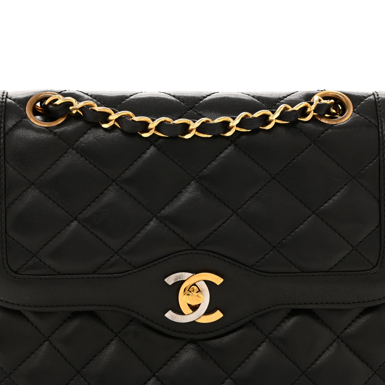 Lambskin Quilted Small Double Flap Black
