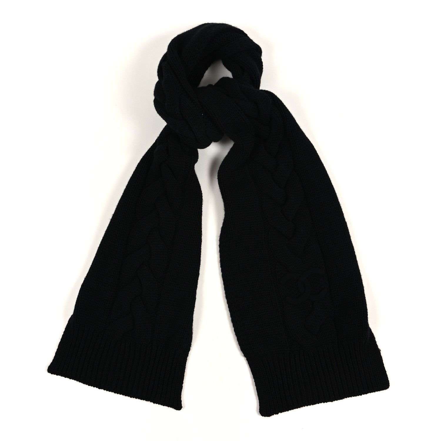Cashmere Knitted Scarf Black