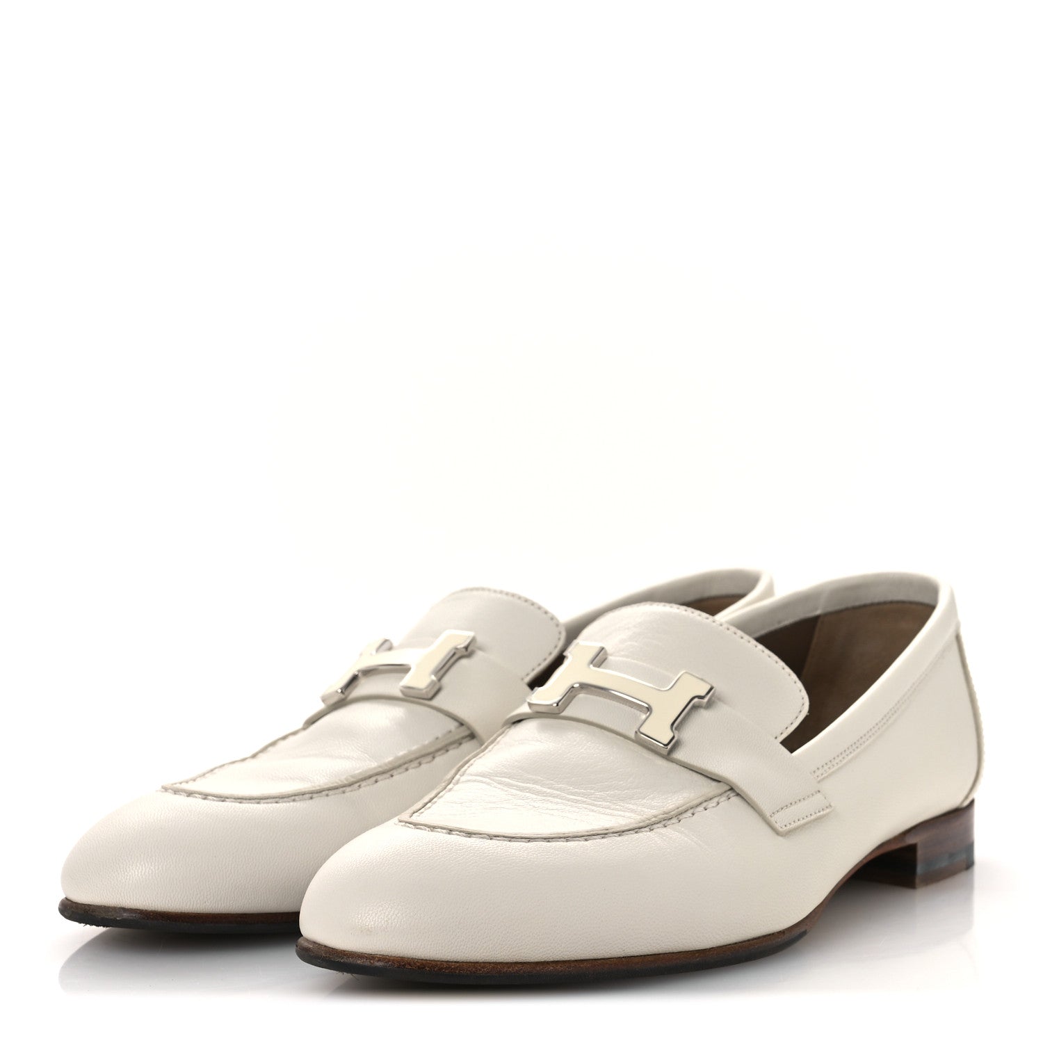 Calfskin Womens Paris Loafers 37 White