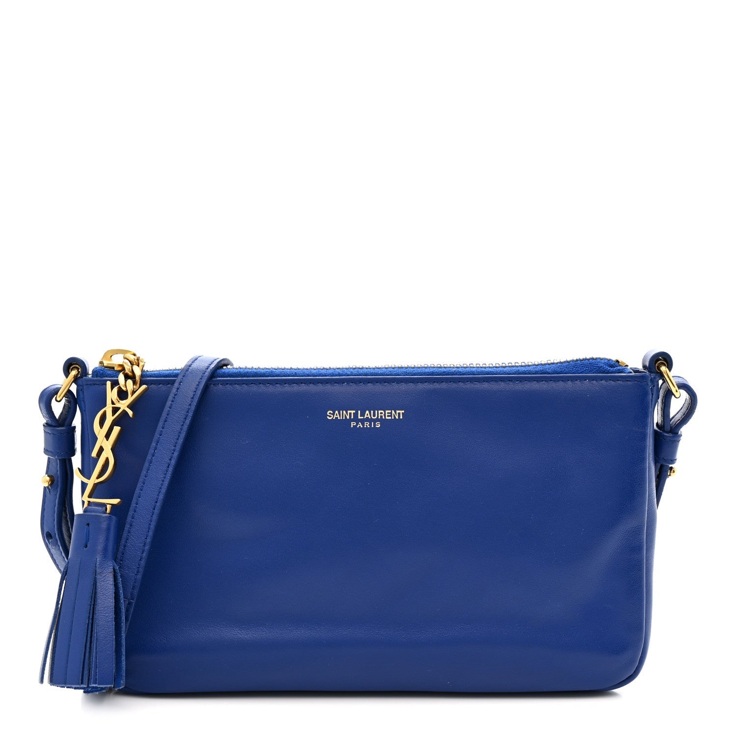 Calfskin Monogram Phone Pouch Crossbody Bag Blue Majorelle