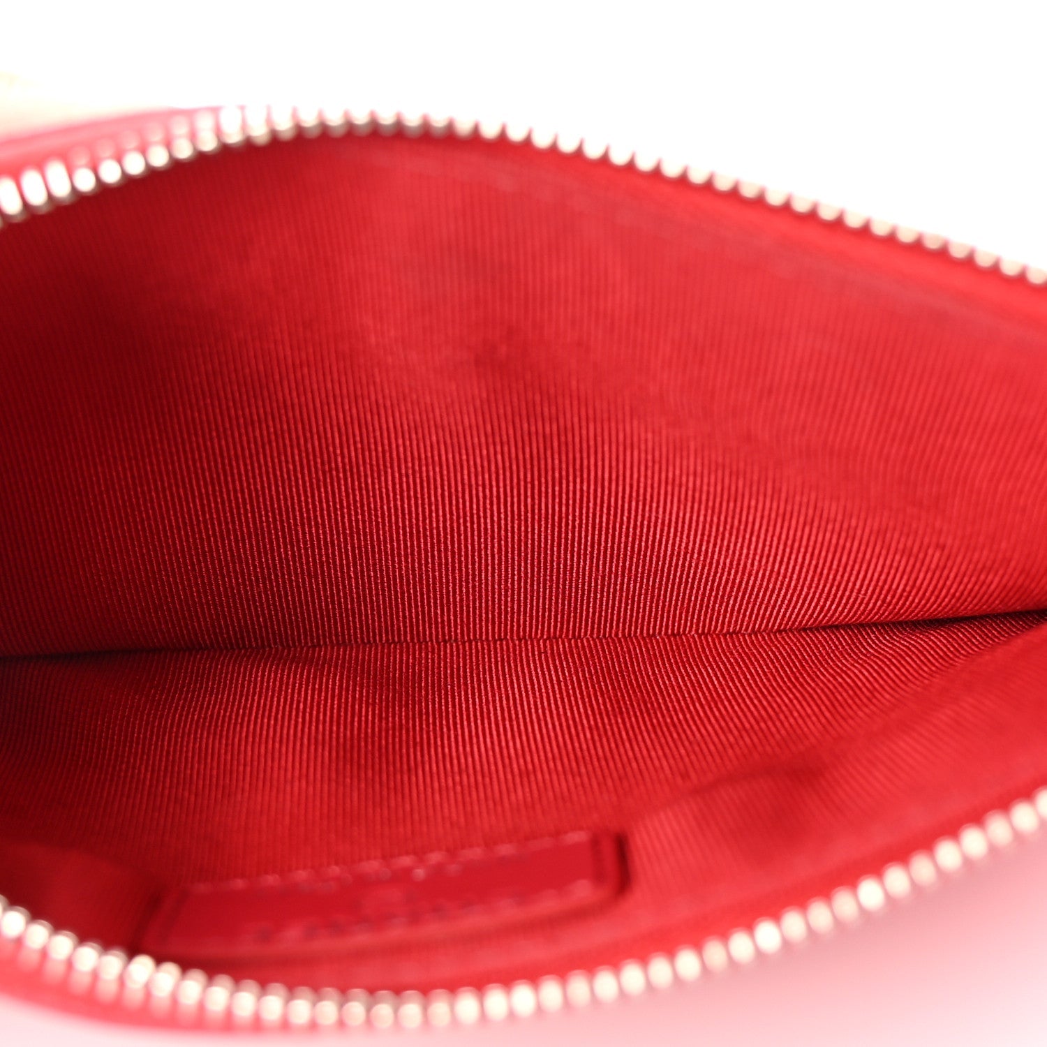Caviar Chevron Quilted Zip Pouch Red