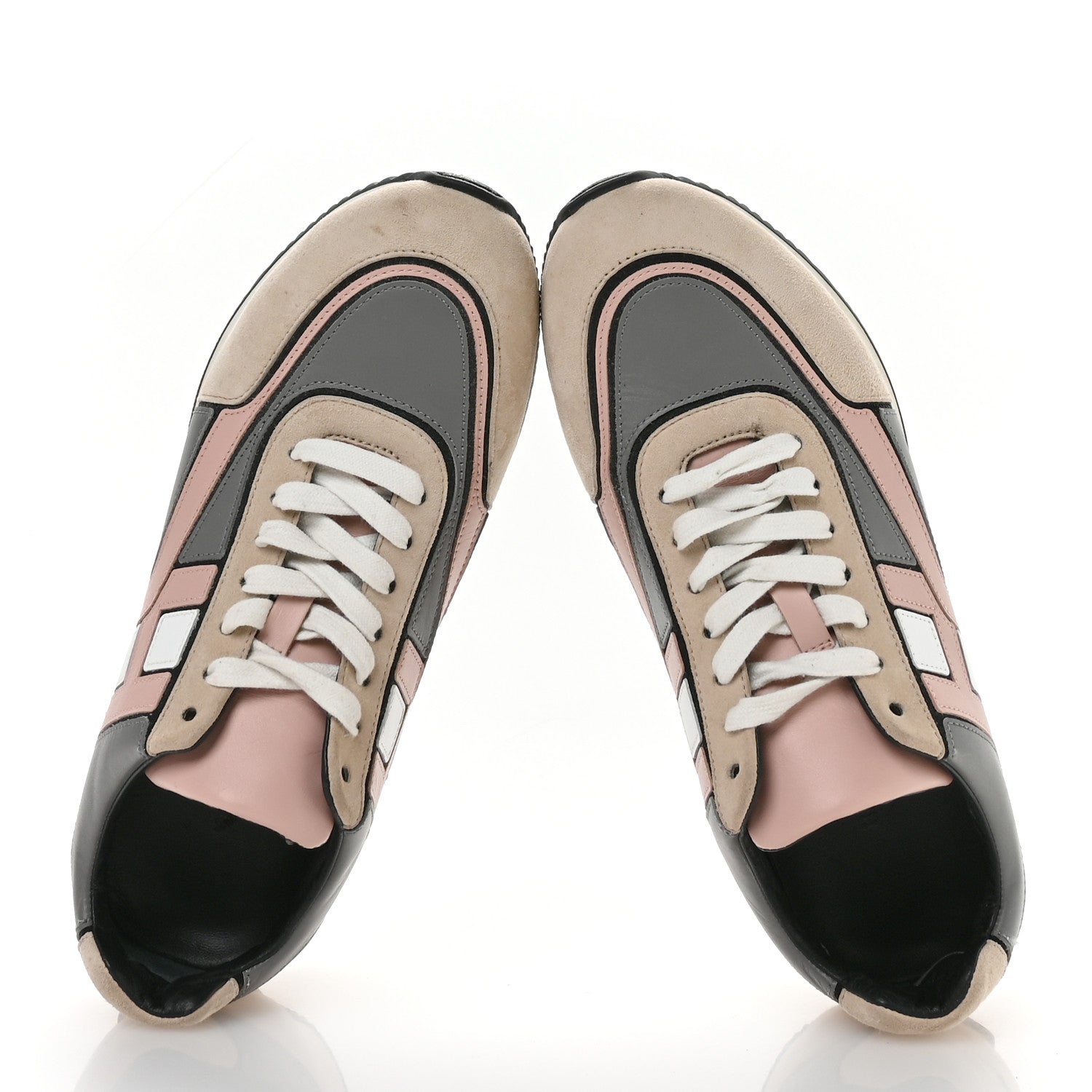 Calfskin Suede Goatskin Womens Chris Sneakers 39.5 Gris D'Hiver