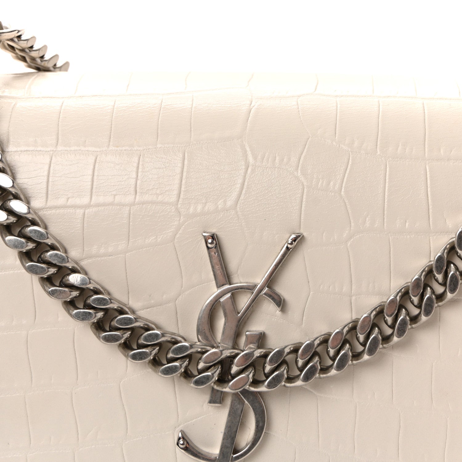 Calfskin Crocodile Embossed Medium Monogram Sunset Blanc Vintage