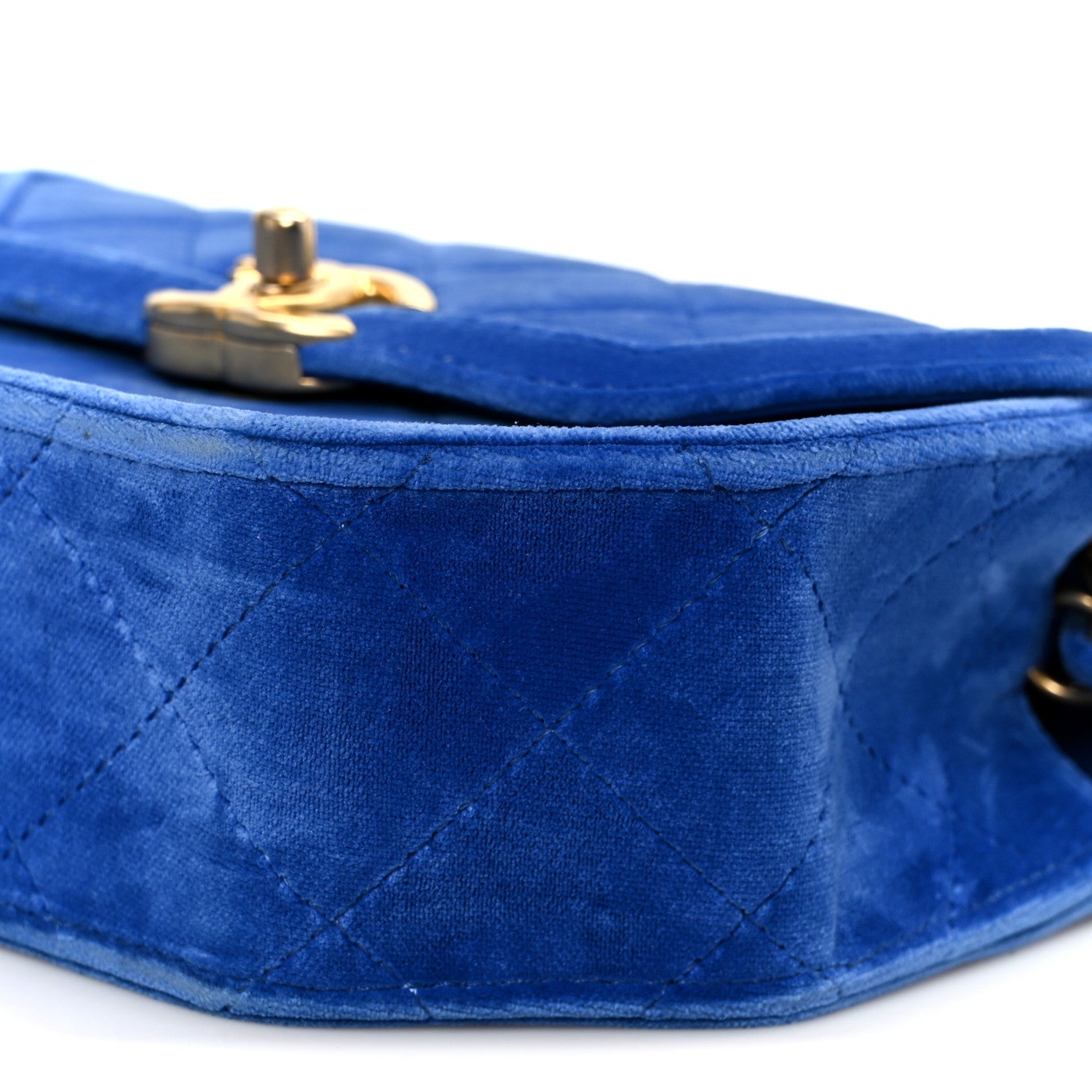 Velvet Quilted Mini Place Vendome Flap Blue