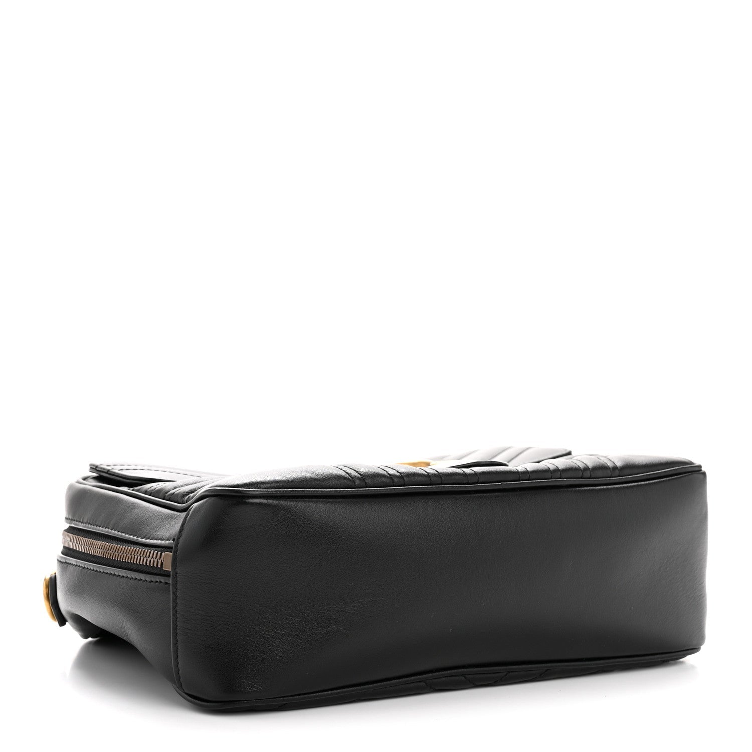 Calfskin Matelasse Sylvie Web Small GG Marmont Top Handle Shoulder Bag Black