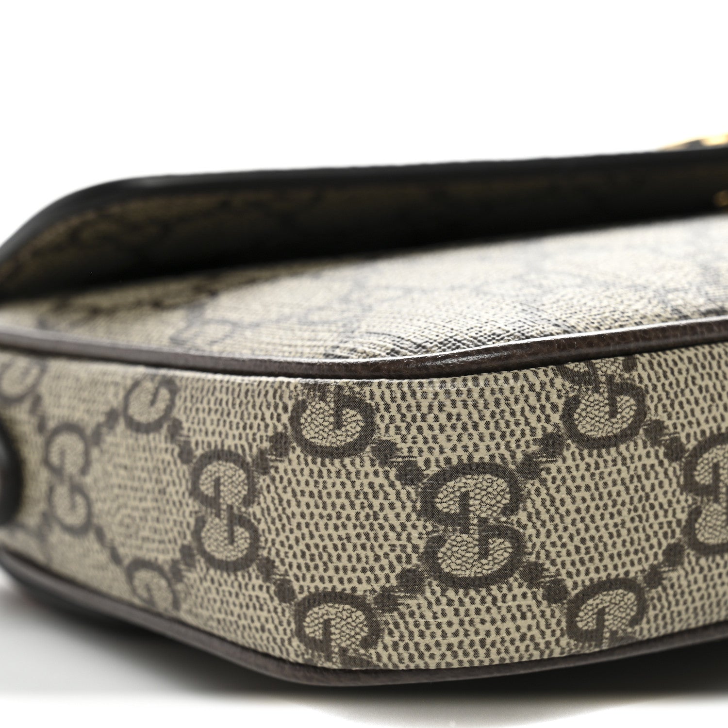 GG Supreme Monogram Textured Dollar Calfskin Web Mini Ophidia Envelope Shoulder Bag Beige Ebony New Acero