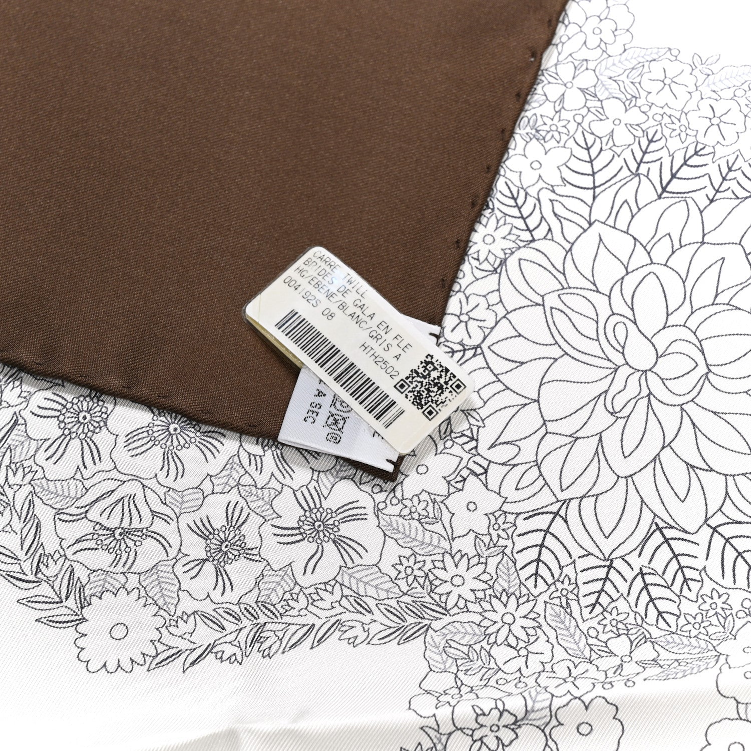 Silk Brides De Gala En Fleurs Scarf 90 Ebene White Gris Anthracite