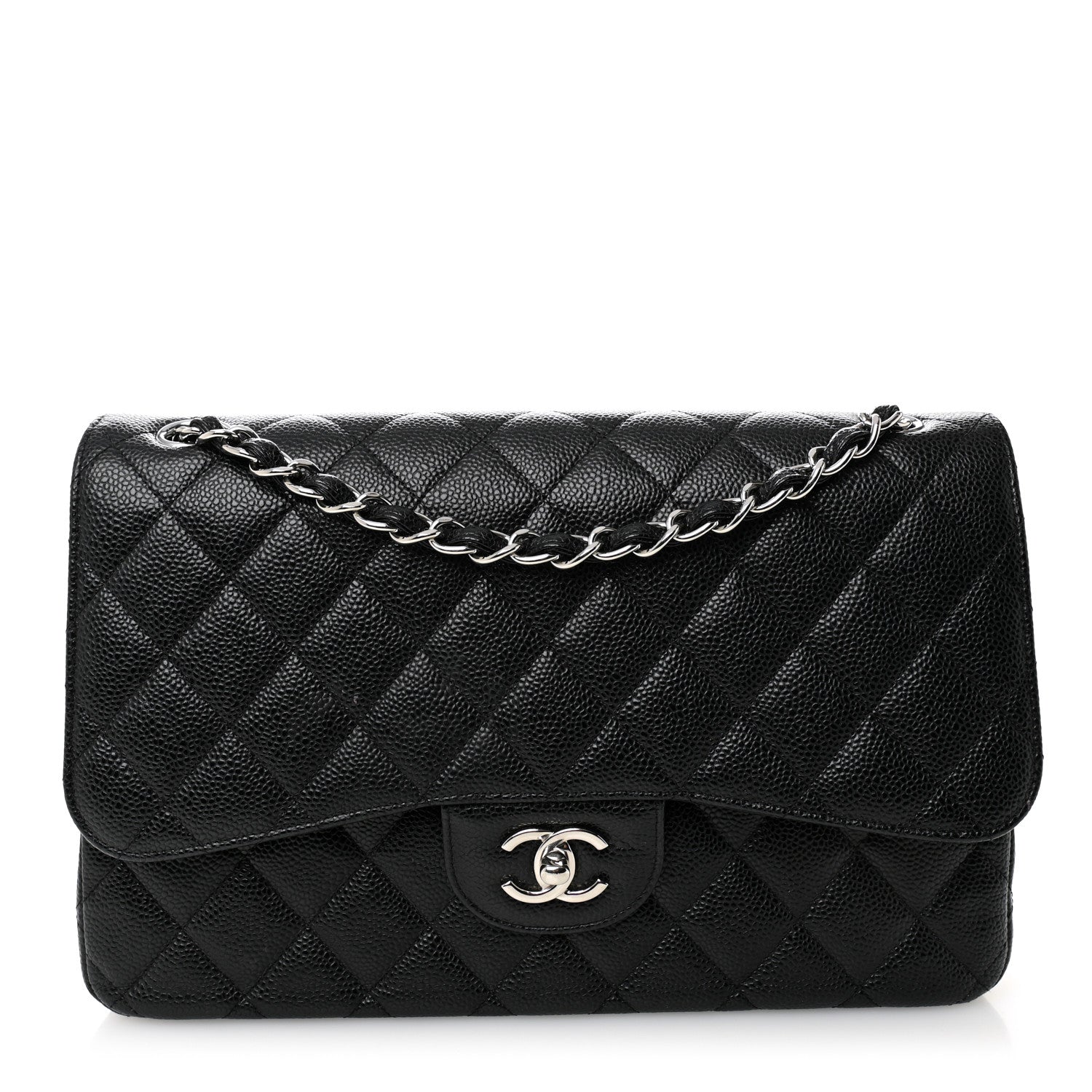 Caviar Quilted Jumbo Double Flap Black