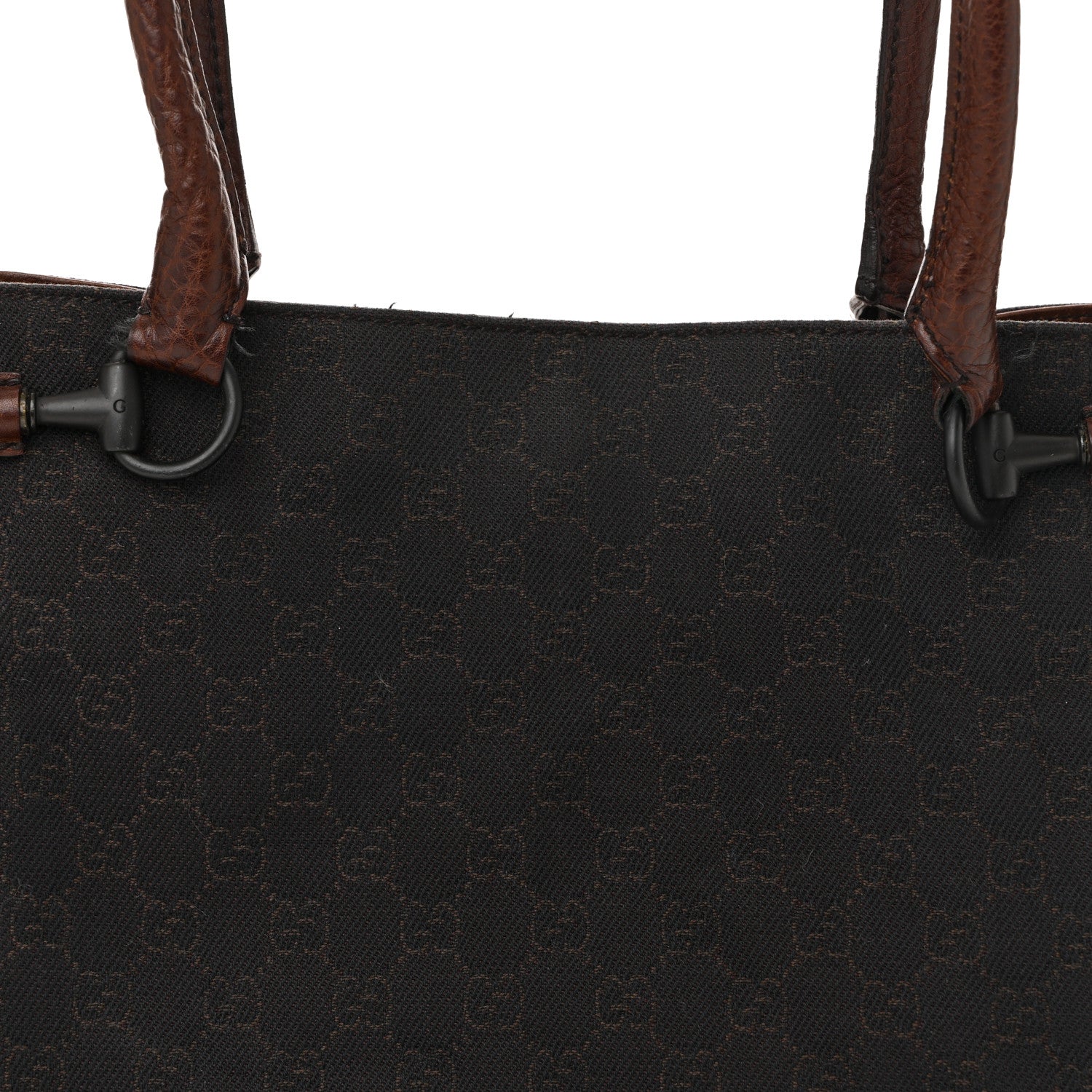 Monogram Denim GG Shoulder Bag Black Brown