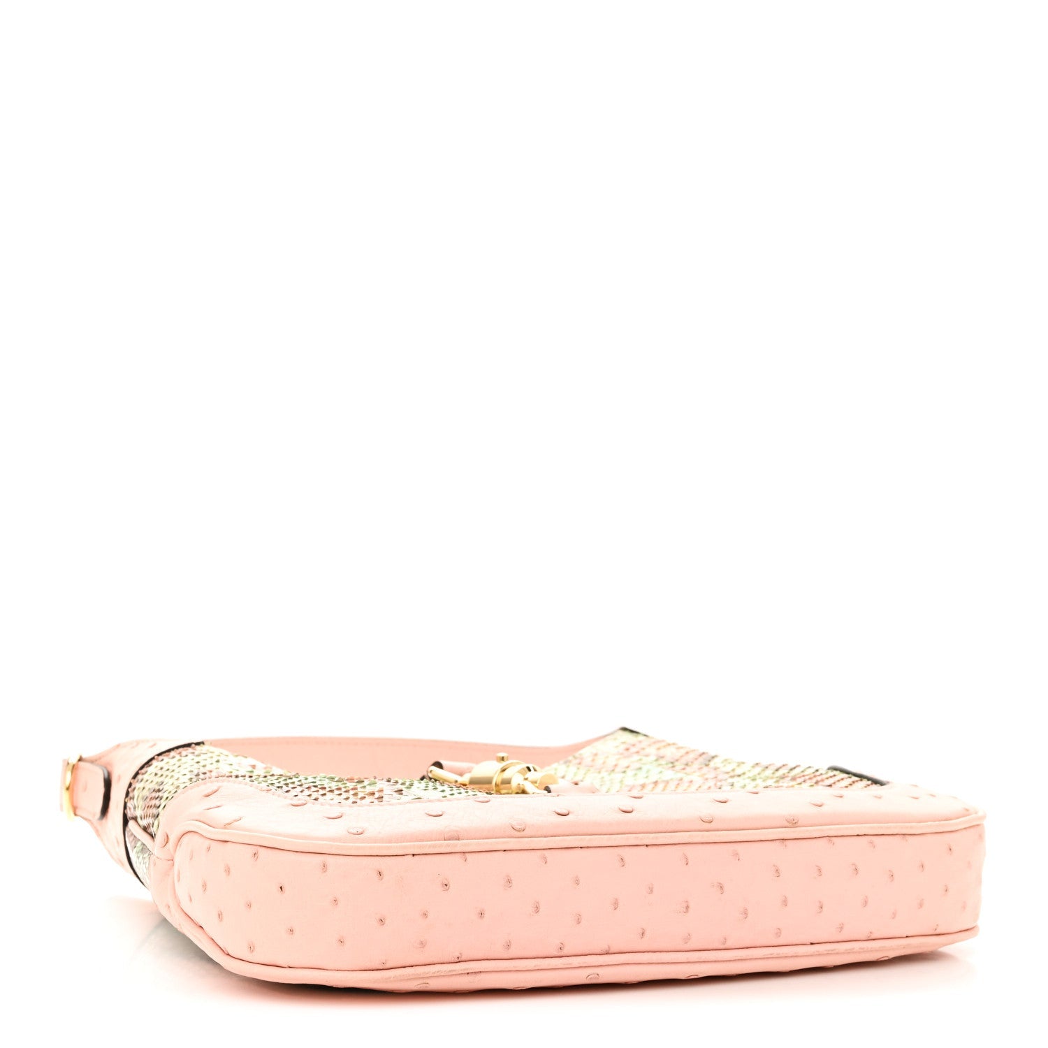 Snakeskin Ostrich Calfskin Small Jackie 1961 Hobo Pink Multicolor