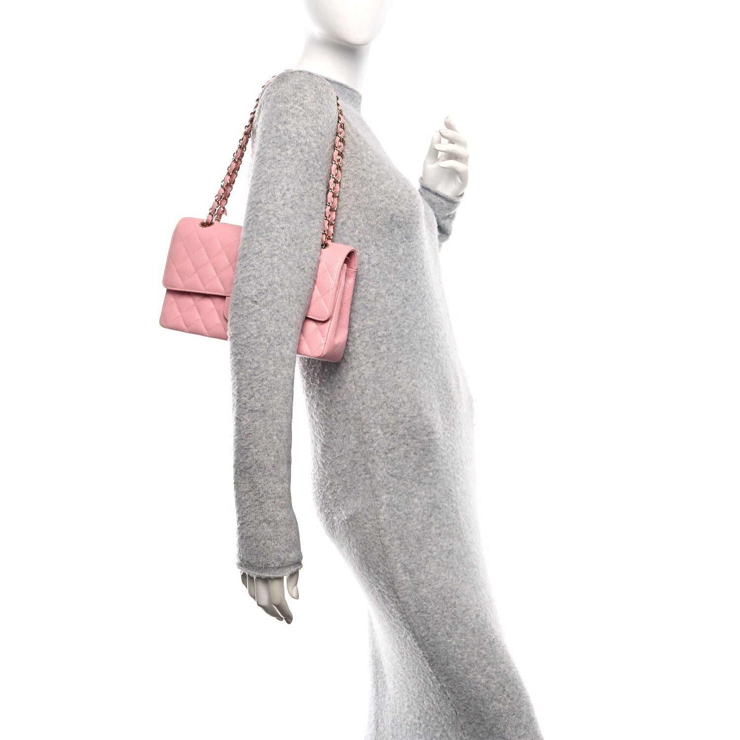 Caviar Quilted Medium Double Flap Pink