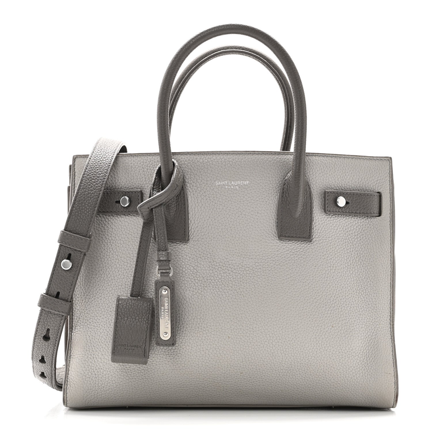 Grained Calfskin Bi-Color Baby Supple Sac De Jour Souris Fog