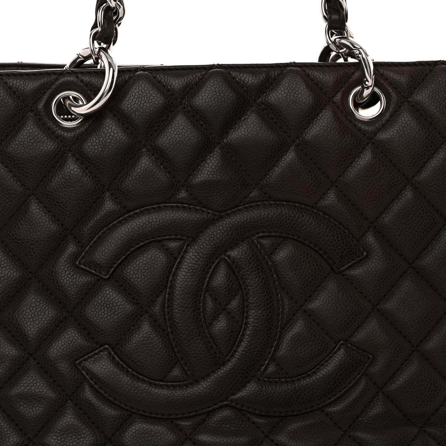 Caviar Quilted Grand Shopping Tote GST Dark Brown