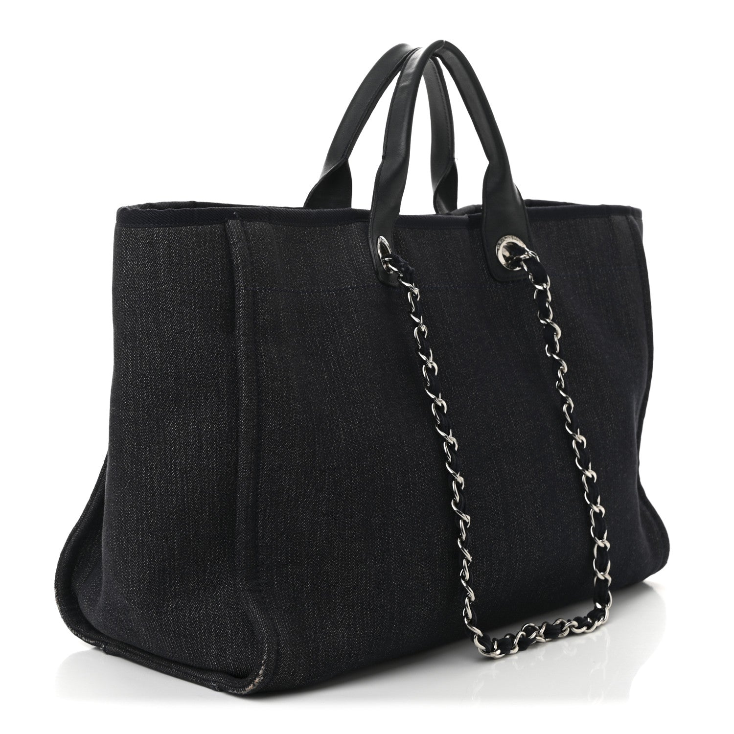 Denim Large Deauville Tote Blue Orange